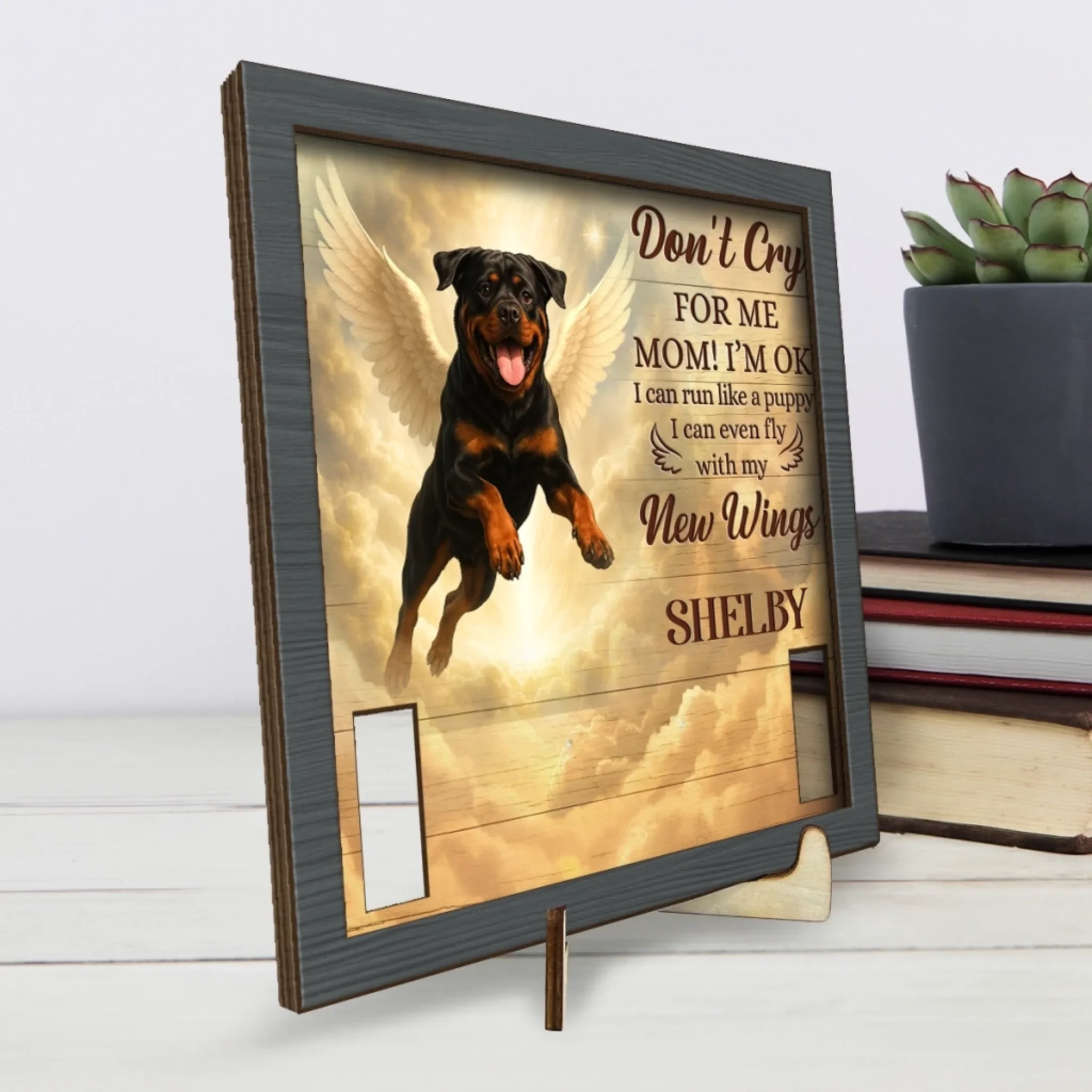 Custom Photo Pet Loss Sign, Collar Frame - Personalized Pet Memorial Sympathy Gifts For Dogs - My Spirit Soars Above - Image 4