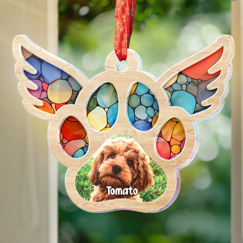 Custom Photo Pets Leave Pawprints On Our Hearts - Memorial Personalized Custom Suncatcher Ornament - Acrylic Unique Shaped - Sympathy Gift For Pet Owners, Pet Lovers - Image 4