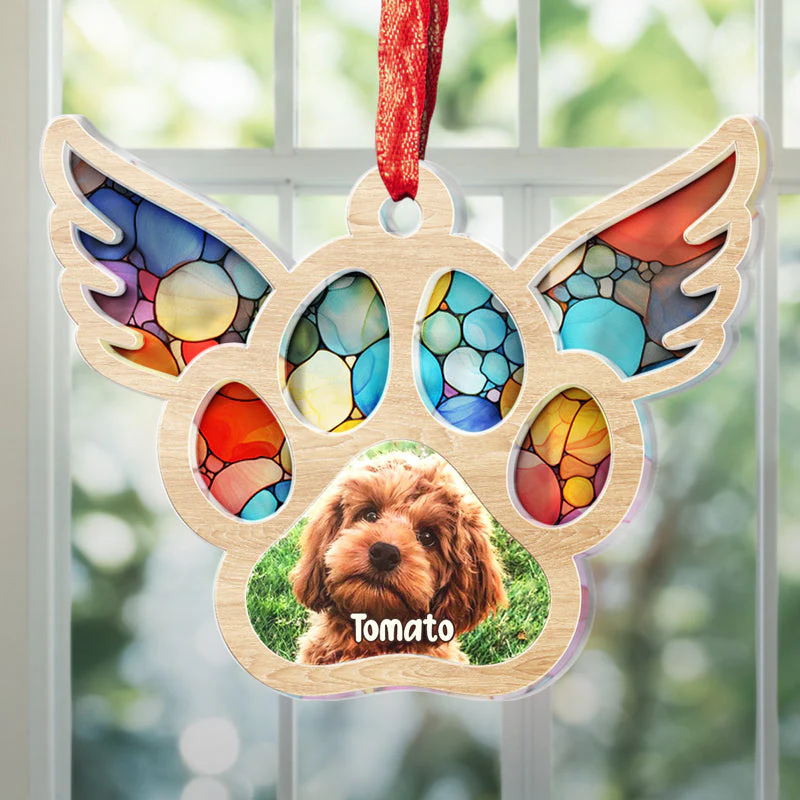 Custom Photo Pets Leave Pawprints On Our Hearts - Memorial Personalized Custom Suncatcher Ornament - Acrylic Unique Shaped - Sympathy Gift For Pet Owners, Pet Lovers - Image 5