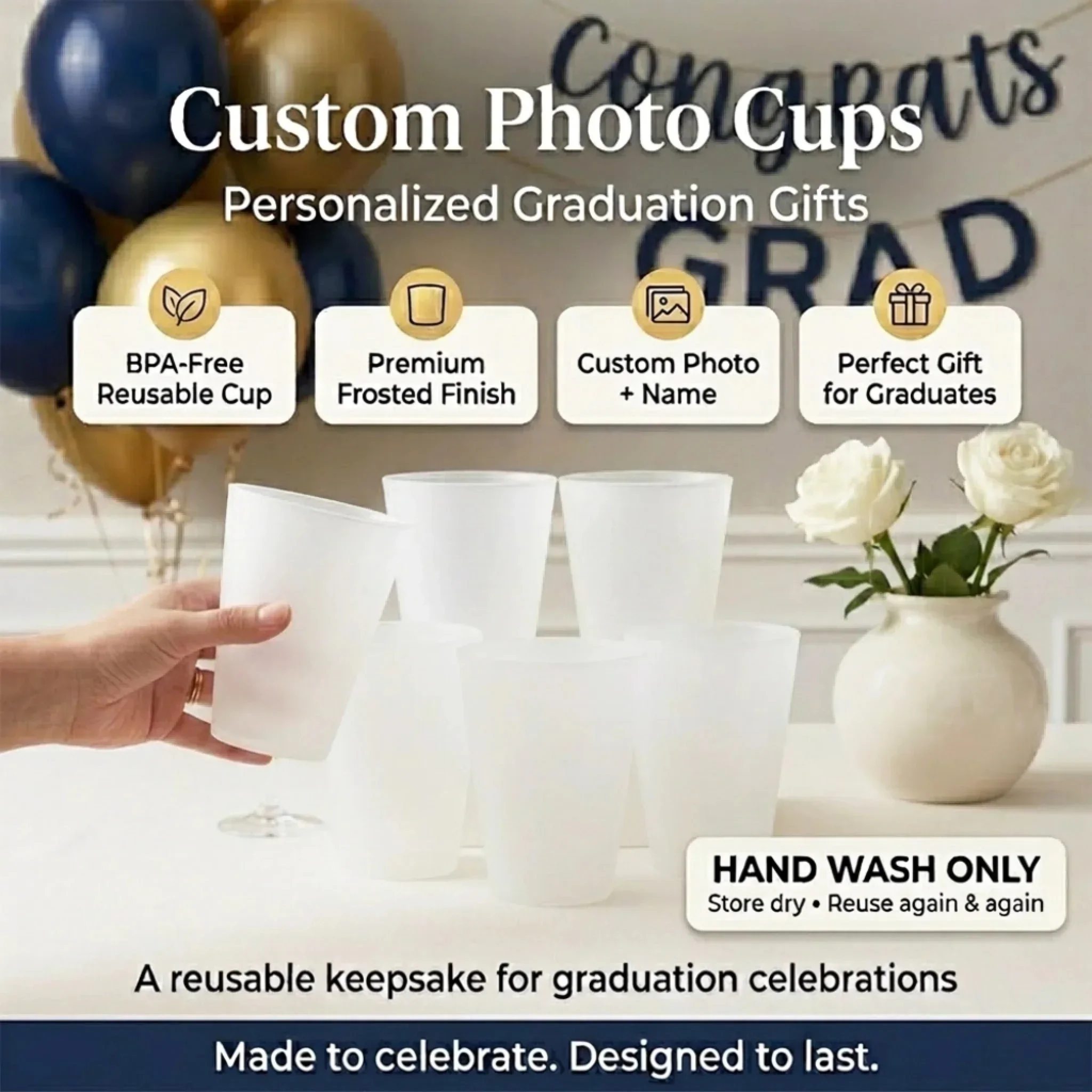 Custom Photo Graduation Cups - Personalized Graduation Gifts For Him, Her - Ready To Shine - Image 6