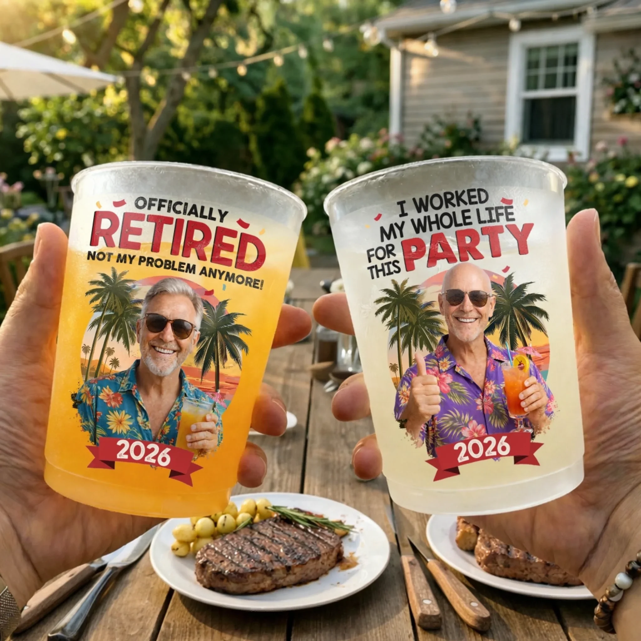 Custom Photo Party Cups - Personalized Retirement Gifts For Women, Men - The Legend Has Retired - Image 3