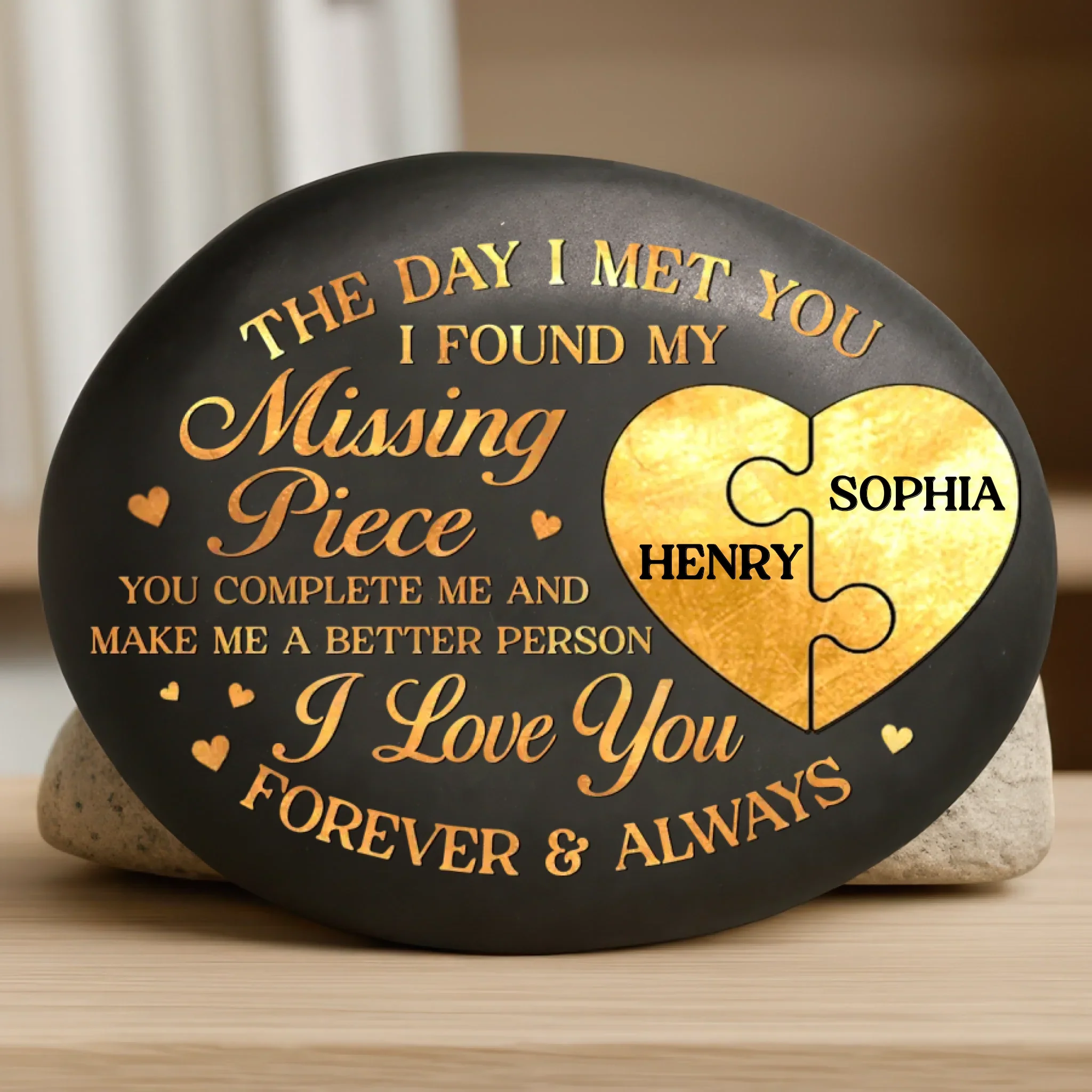 Custom Photo Printed Rock - Personalized Anniversary Wedding Gifts For Husband And Wife, Him And Her - Love That Time Honors - Image 2