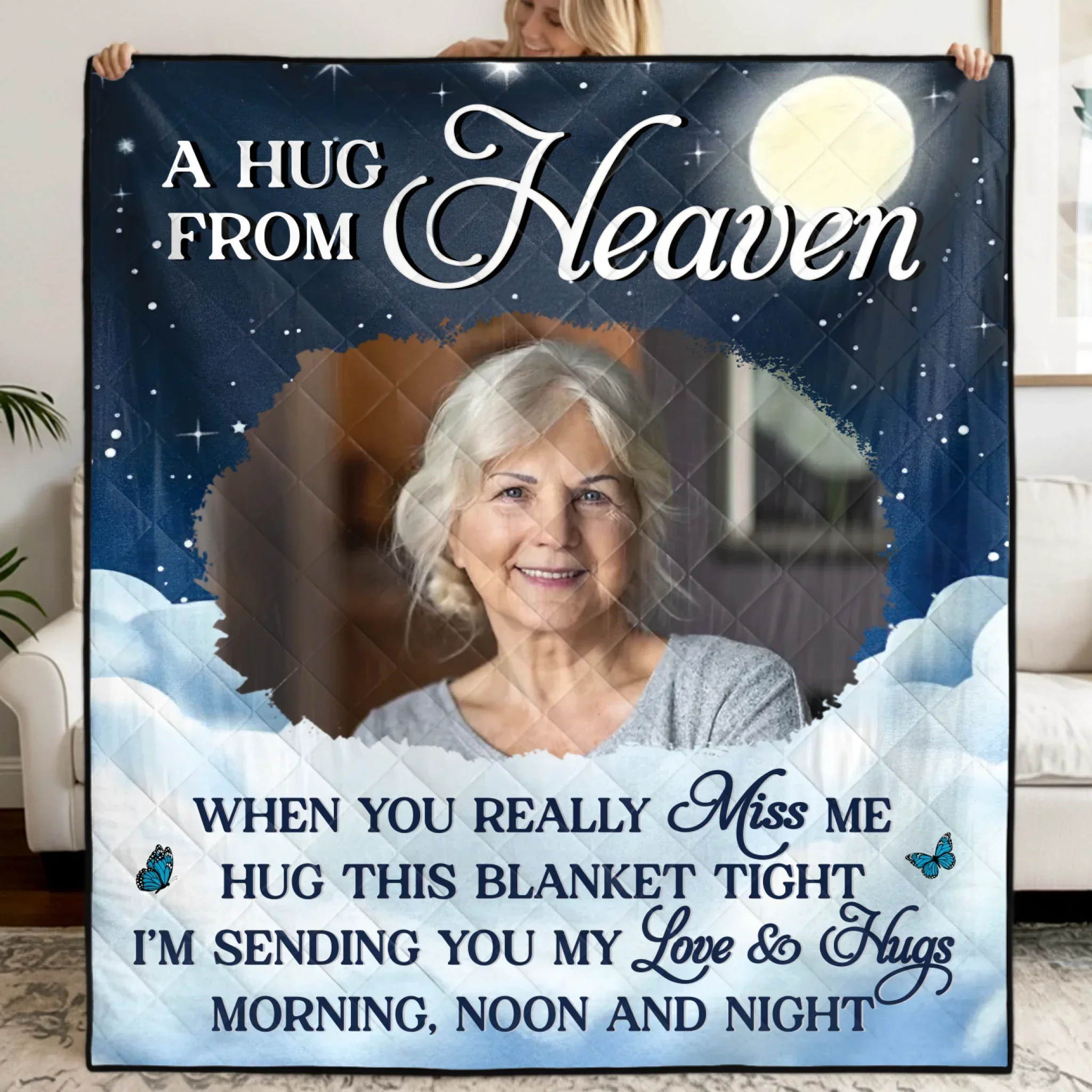 Custom Photo Quilt Blanket - Personalized Memorial Sympathy Gifts For Loss Of Mom, Dad  - Memories Keep You Close Always - Image 2
