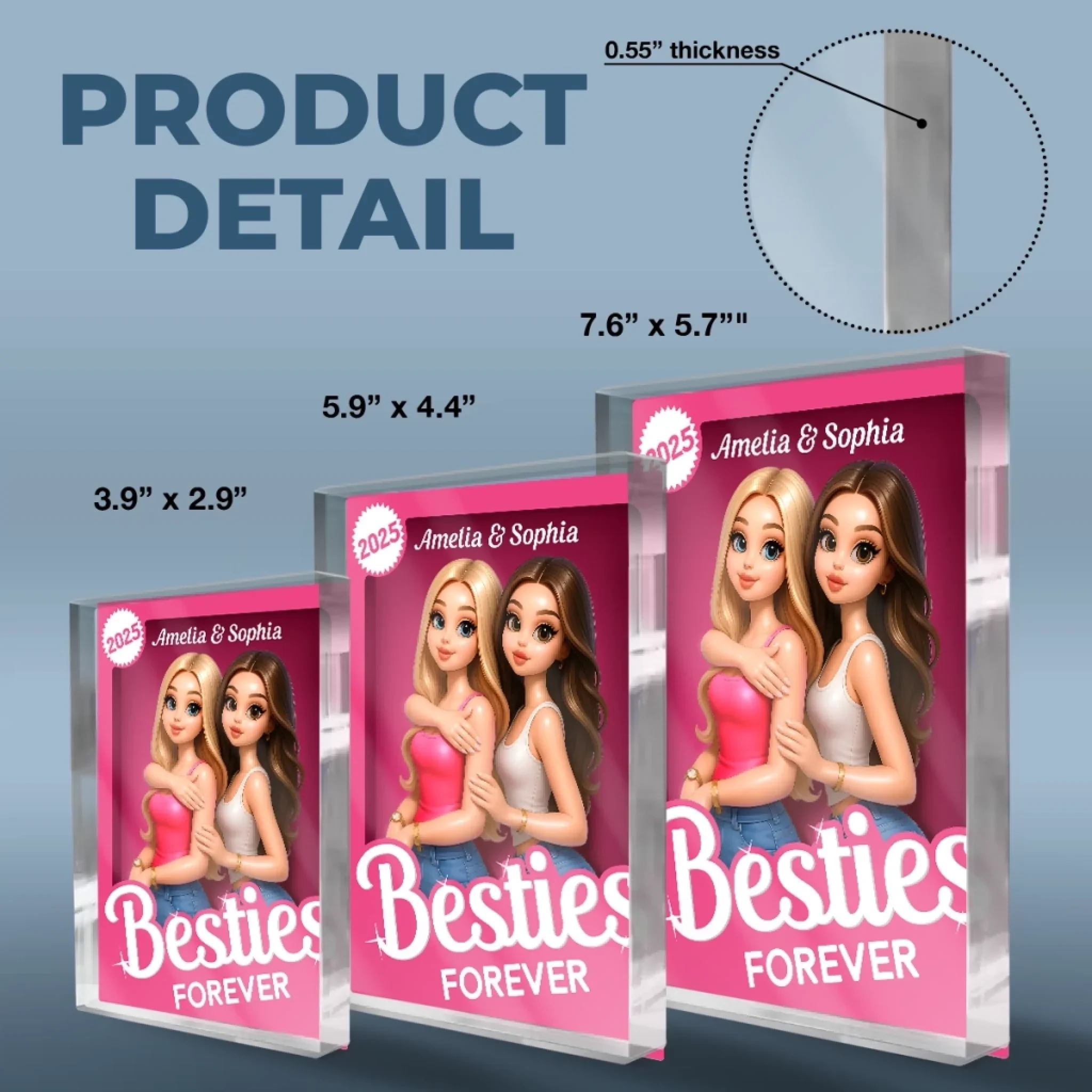 Custom Photo Rectangle Shaped Acrylic Plaque - Personalized Best Friend Birthday Gifts For Women, Besties, Sisters, BFF - Two Peas In A Pod - Image 5