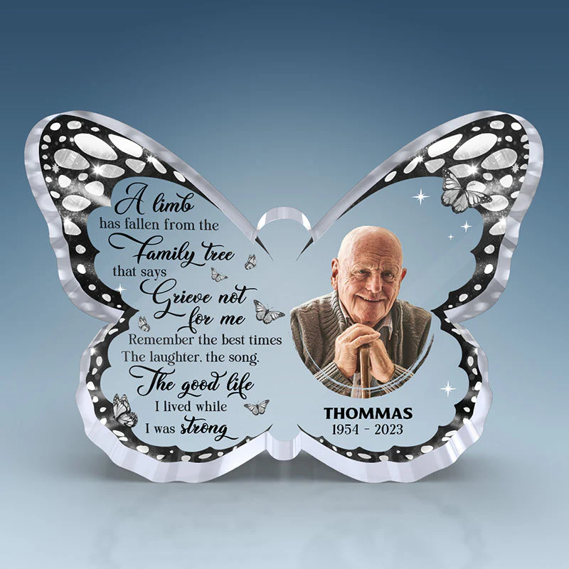 Custom Photo Remember The Best Times - Memorial Personalized Custom Butterfly Shaped Acrylic Plaque - Sympathy Gift, Gift For Family Members - Image 3