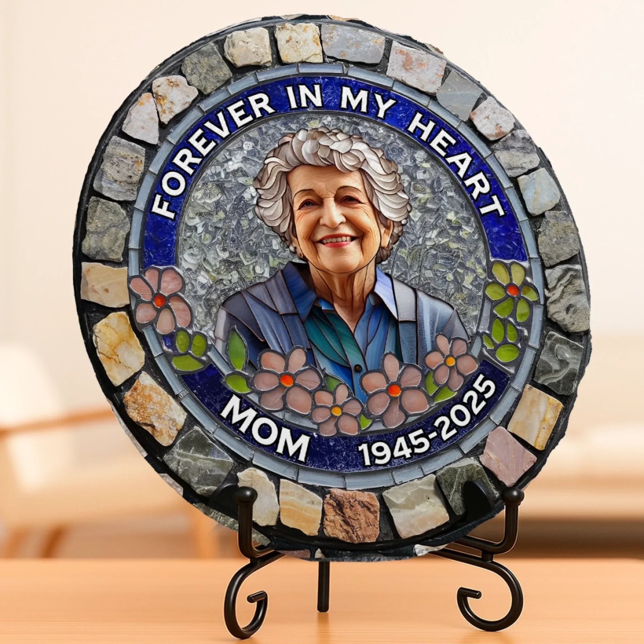Custom Photo Round Shaped Stone With Stand - Personalized Memorial Sympathy Gifts For Loss Of Mom, Dad - I'm Always With You - Image 3