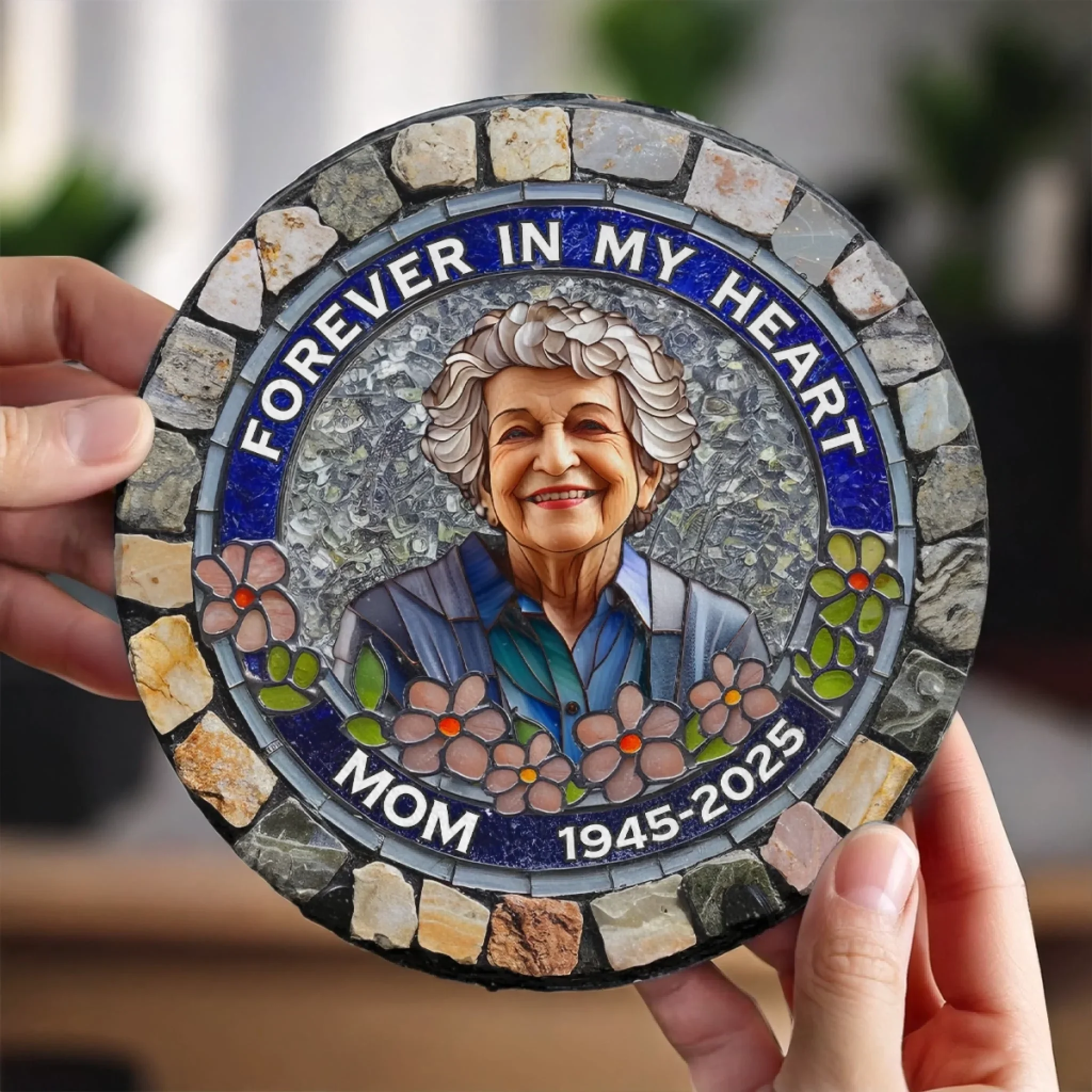 Custom Photo Round Shaped Stone With Stand - Personalized Memorial Sympathy Gifts For Loss Of Mom, Dad - I'm Always With You - Image 4