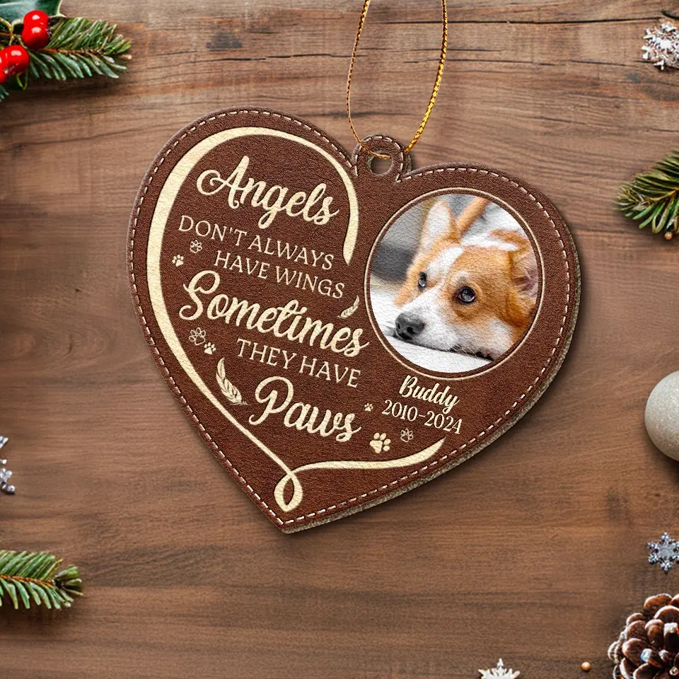 Custom Photo Run Free, Dear Friend - Memorial Personalized Custom Leather Ornament - Sympathy Gift, Christmas Gift For Pet Owners, Pet Lovers - Image 4