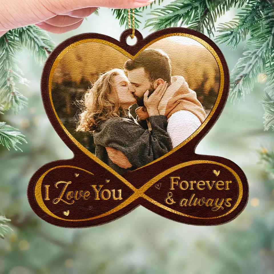 Custom Photo Sending You Light And Laughter This Christmas - Couple Personalized Custom Leather Ornament - Christmas Gift For Husband Wife, Anniversary - Image 3