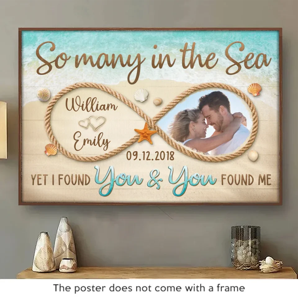 Custom Photo So Many In The Sea Yet I Found You - Couple Personalized Custom Horizontal Poster - Gift For Husband Wife, Anniversary - Image 2