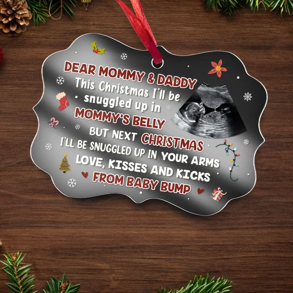 Custom Photo Sweetest Little Present Under The Tree - Family Personalized Custom Mirrored Acrylic Ornament - Christmas Gift For Baby Kids, Newborn Baby - Image 6