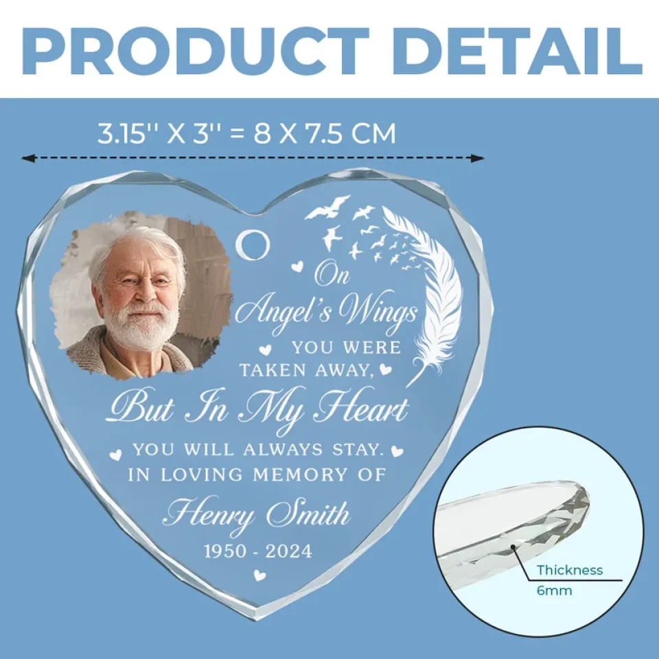 Custom Photo Taken By The Angels But In My Heart, You’ll Stay Always - Memorial Personalized Custom Heart Glass Ornament - Sympathy Gift, Christmas Gift For Family Members - Image 5