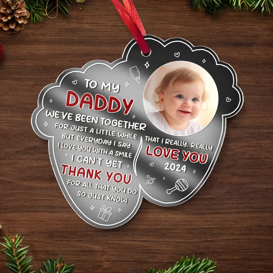 Custom Photo Thank You For All That You Do - Family Personalized Custom Mirrored Acrylic Ornament - Christmas Gift For Baby Kids, Newborn Baby - Image 6
