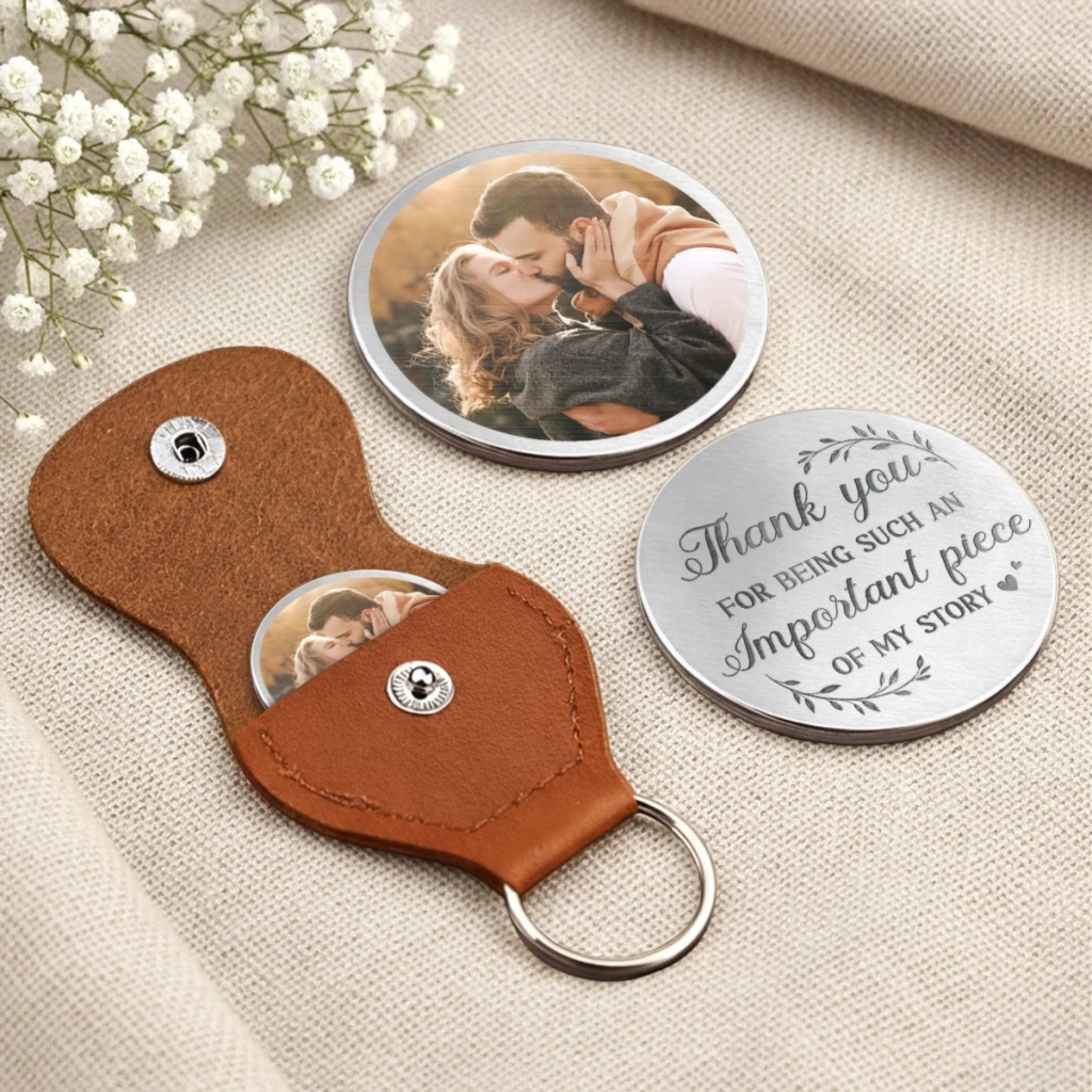 Custom Photo Thank You For Being Such An Immportant Piece Of My Story - Couple Personalized Custom Pocket Hug - Gift For Husband Wife, Anniversary - Image 5