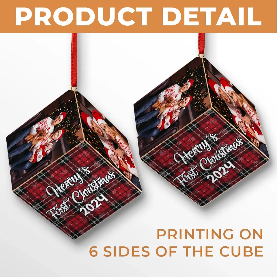 Custom Photo The Beginning Of Many Magical Moments - Family Personalized Custom Wooden Cube Ornament - Christmas Gift For Baby Kids, Newborn Baby - Image 5