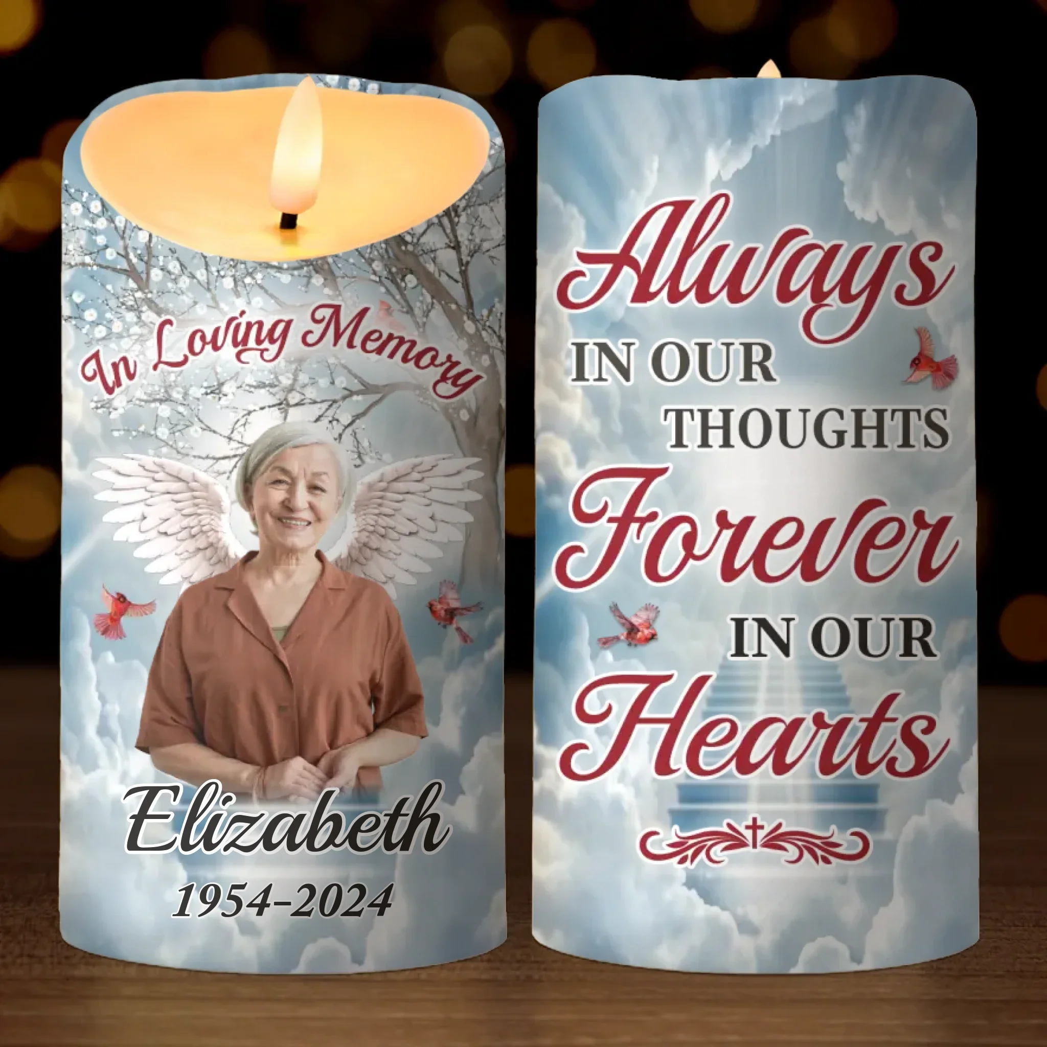 Custom Photo The Memory Of A Life Filled With Love Continues To Shine - Memorial Personalized Custom LED Candle - Sympathy Gift, Christmas Gift For Family Members - Image 2