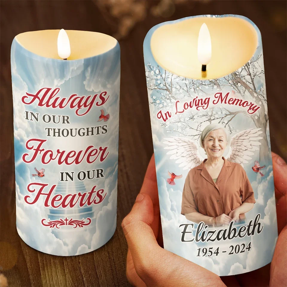 Custom Photo The Memory Of A Life Filled With Love Continues To Shine - Memorial Personalized Custom LED Candle - Sympathy Gift, Christmas Gift For Family Members - Image 3