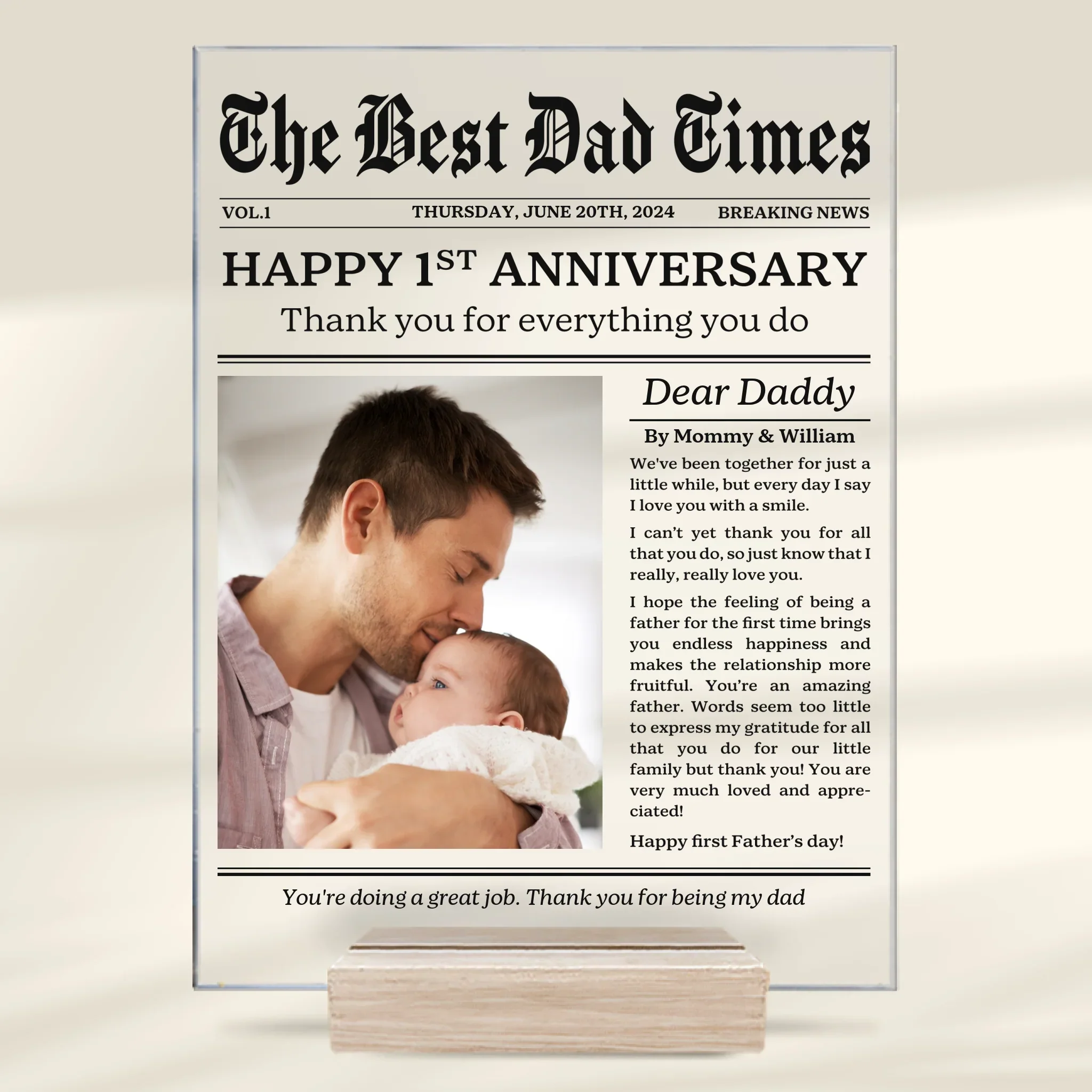Custom Photo The Start Of Dad Life - Family Personalized Custom Rectangle Shaped Acrylic Plaque - Father's Day, Baby Shower Gift, Gift For First Dad, Baby Kids, Newborn Baby - Image 2