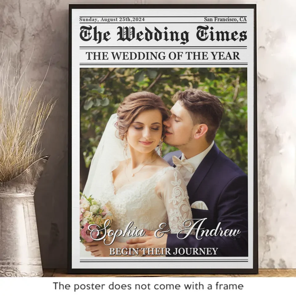 Custom Photo The Wedding Times - Couple Personalized Custom Vertical Poster - Christmas Gift For Husband Wife, Anniversary, First Christmas - Image 2
