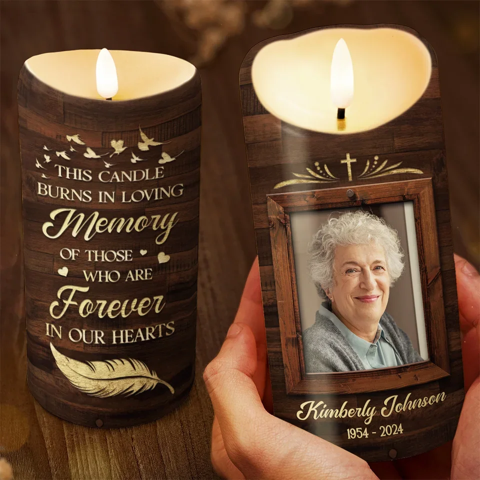 Custom Photo There Are No Goodbyes For Us - Memorial Personalized Custom LED Candle - Sympathy Gift, Christmas Gift For Family Members - Image 3