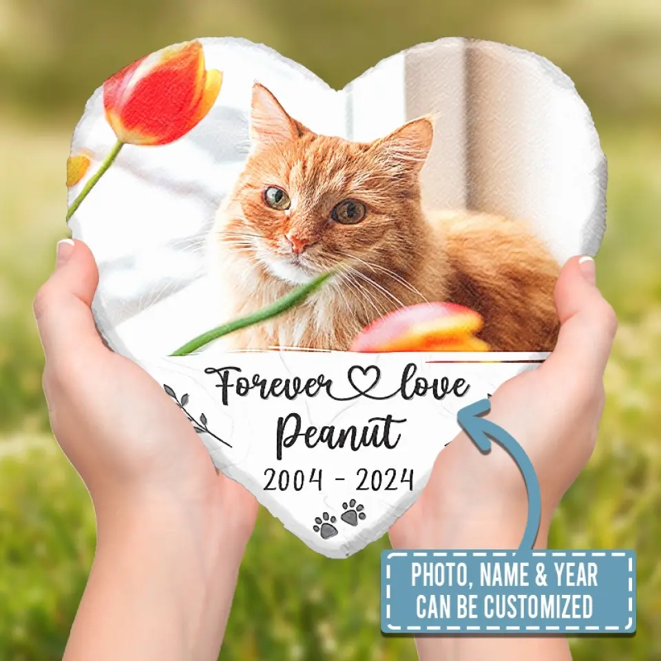 Custom Photo Things End, But Memories Last Forever - Memorial Personalized Custom Heart Shaped Memorial Stone - Sympathy Gift For Pet Owners, Pet Lovers - Image 6