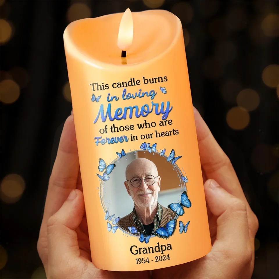 Custom Photo This Candle Burns In Loving Memory - Memorial Personalized Custom LED Candle - New Arrival, Sympathy Gift, Christmas Gift For Family Members - Image 3