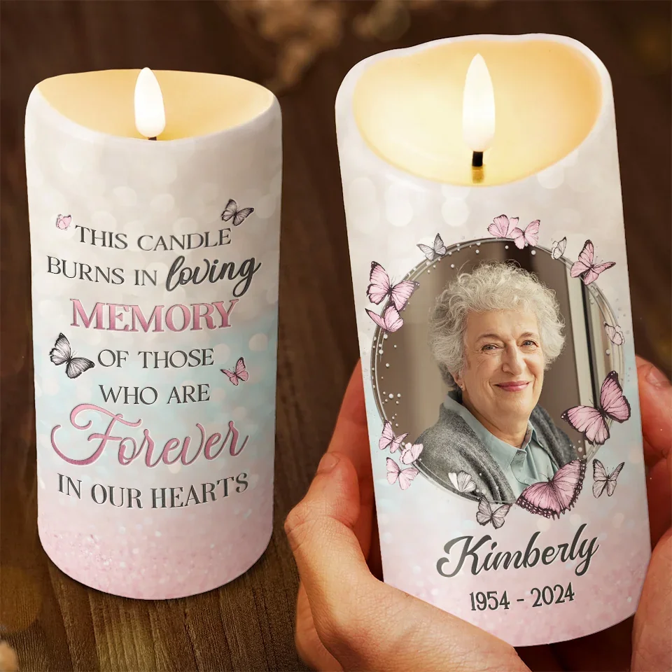 Custom Photo This Candle Burns In Loving Memory - Memorial Personalized Custom LED Candle - Sympathy Gift, Christmas Gift For Family Members - Image 3