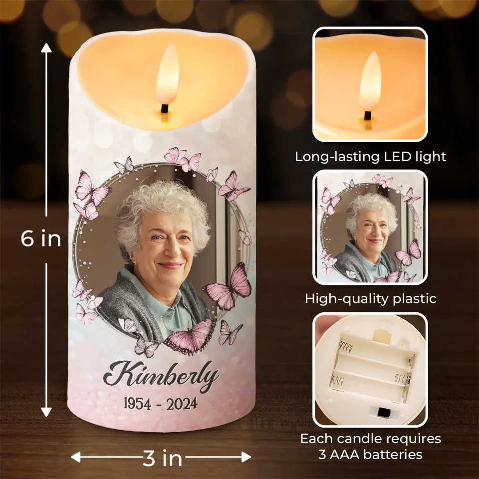 Custom Photo This Candle Burns In Loving Memory - Memorial Personalized Custom LED Candle - Sympathy Gift, Christmas Gift For Family Members - Image 4