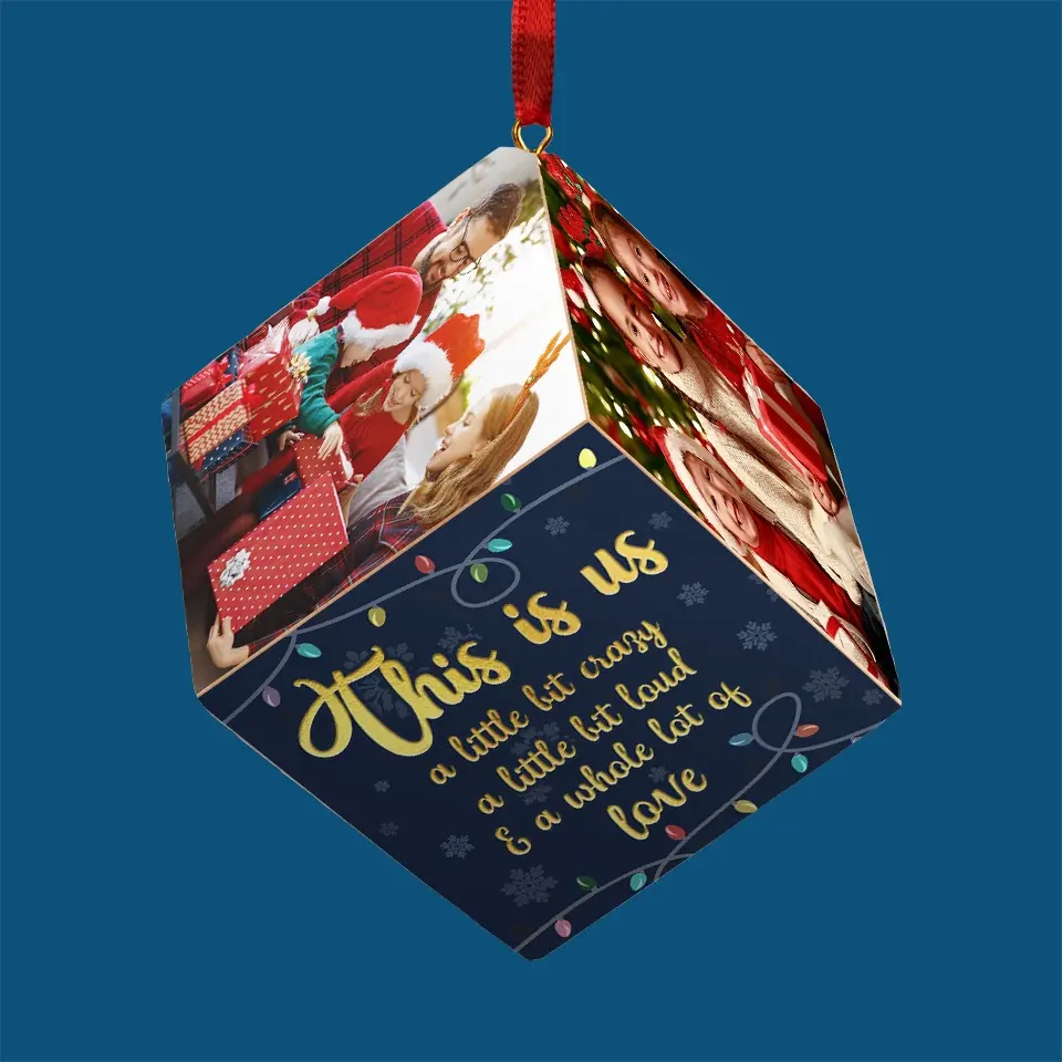 Custom Photo This Is Us - Family Personalized Custom Wooden Cube Ornament - Christmas Gift For Family Members - Image 3