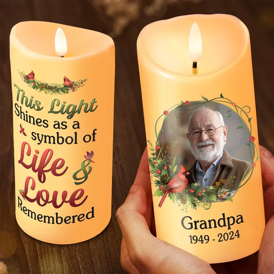 Custom Photo This Light Shines As A Symbol Of Love - Memorial Personalized Custom LED Candle - New Arrival, Sympathy Gift, Christmas Gift For Family Members - Image 3