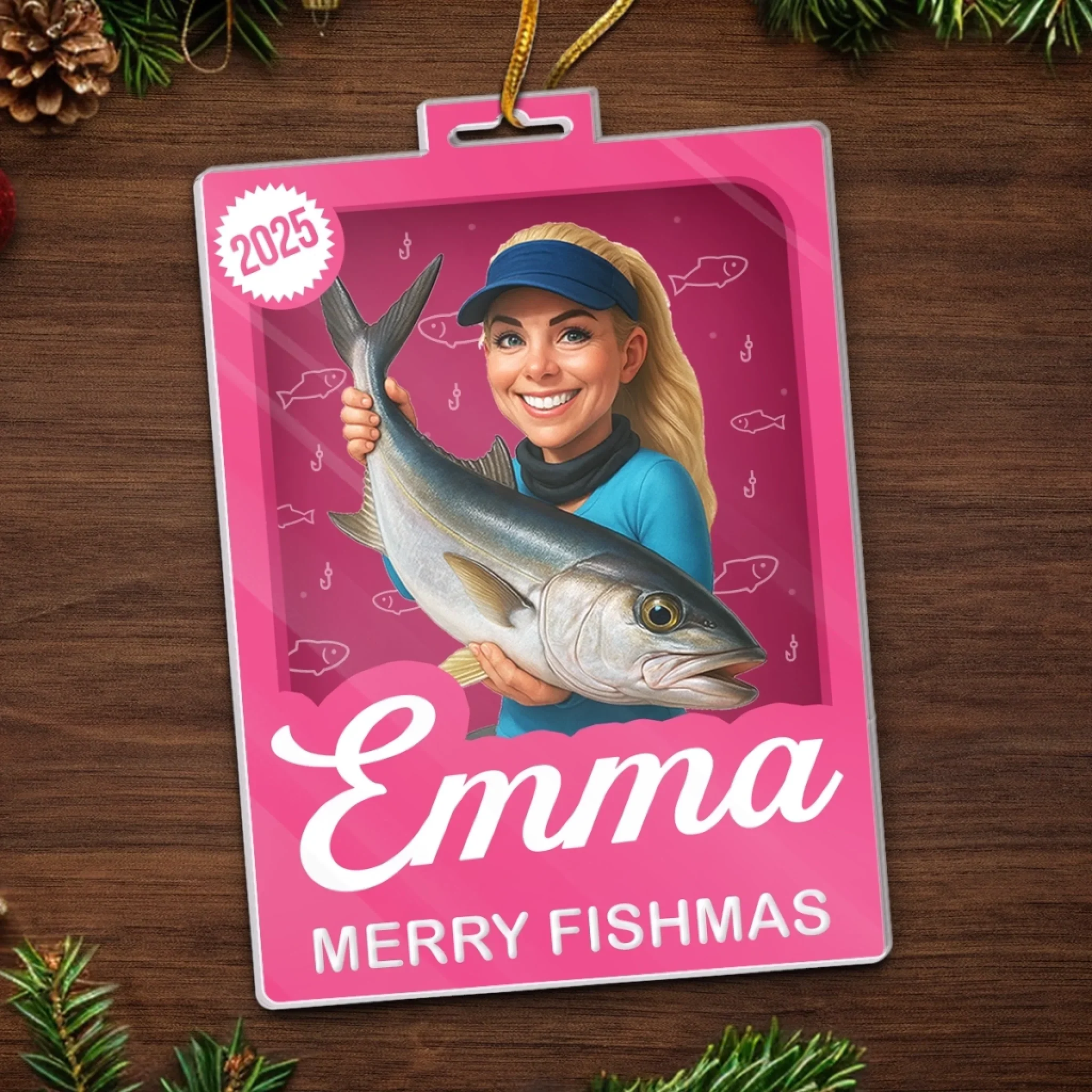 Custom Photo Toy Box Acrylic Ornament - Personalized Christmas Birthday Fishing Gifts For Fisherman - Merry Fishmas, Ya Filthy Angler - Image 6