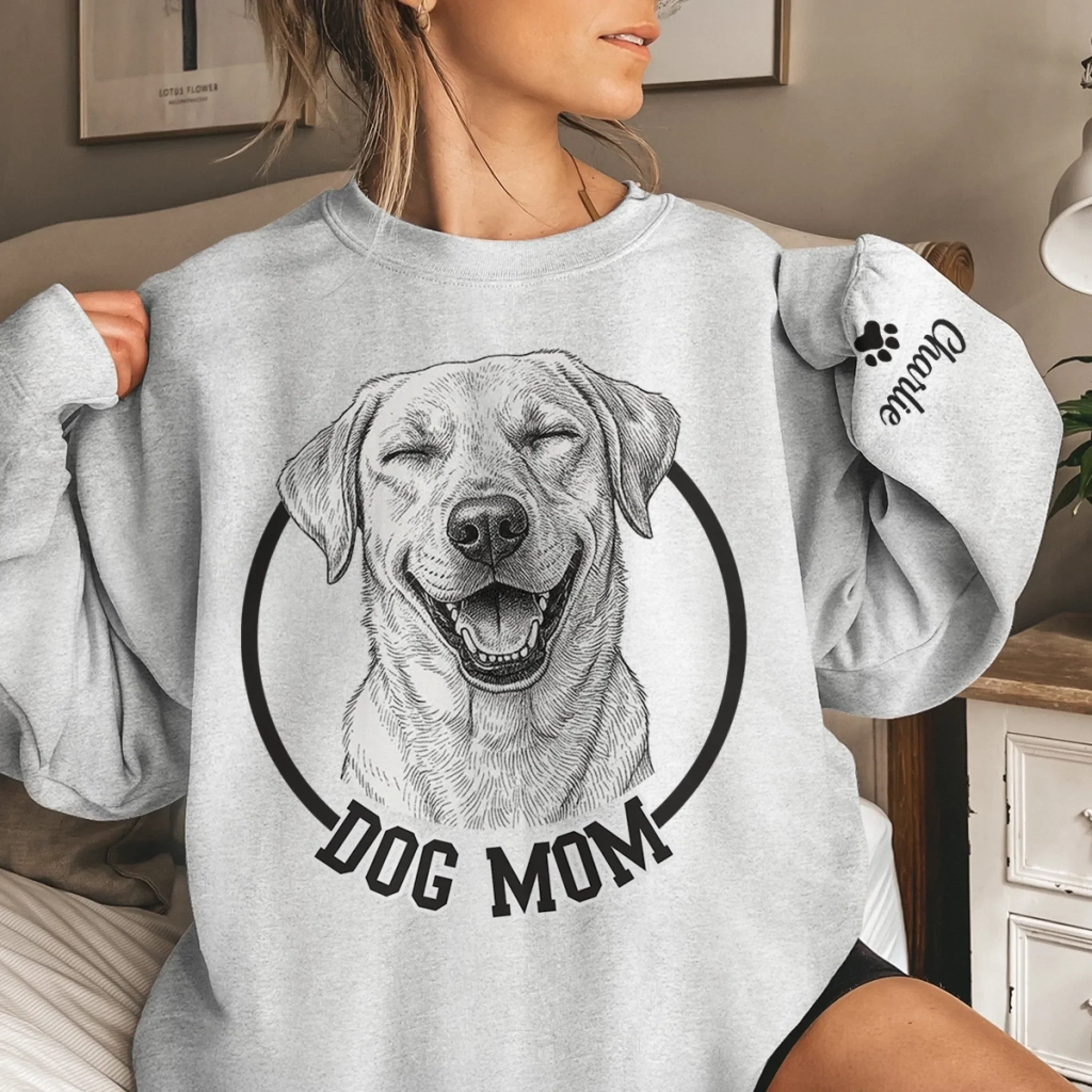 Custom Photo Unisex Sweatshirt, Hoodie With Design On Sleeve - Personalized Birthday Gifts For Dog Cat Lovers, Dog Dad And Mom, Cat Owners - Love Made Of Paws - Image 3
