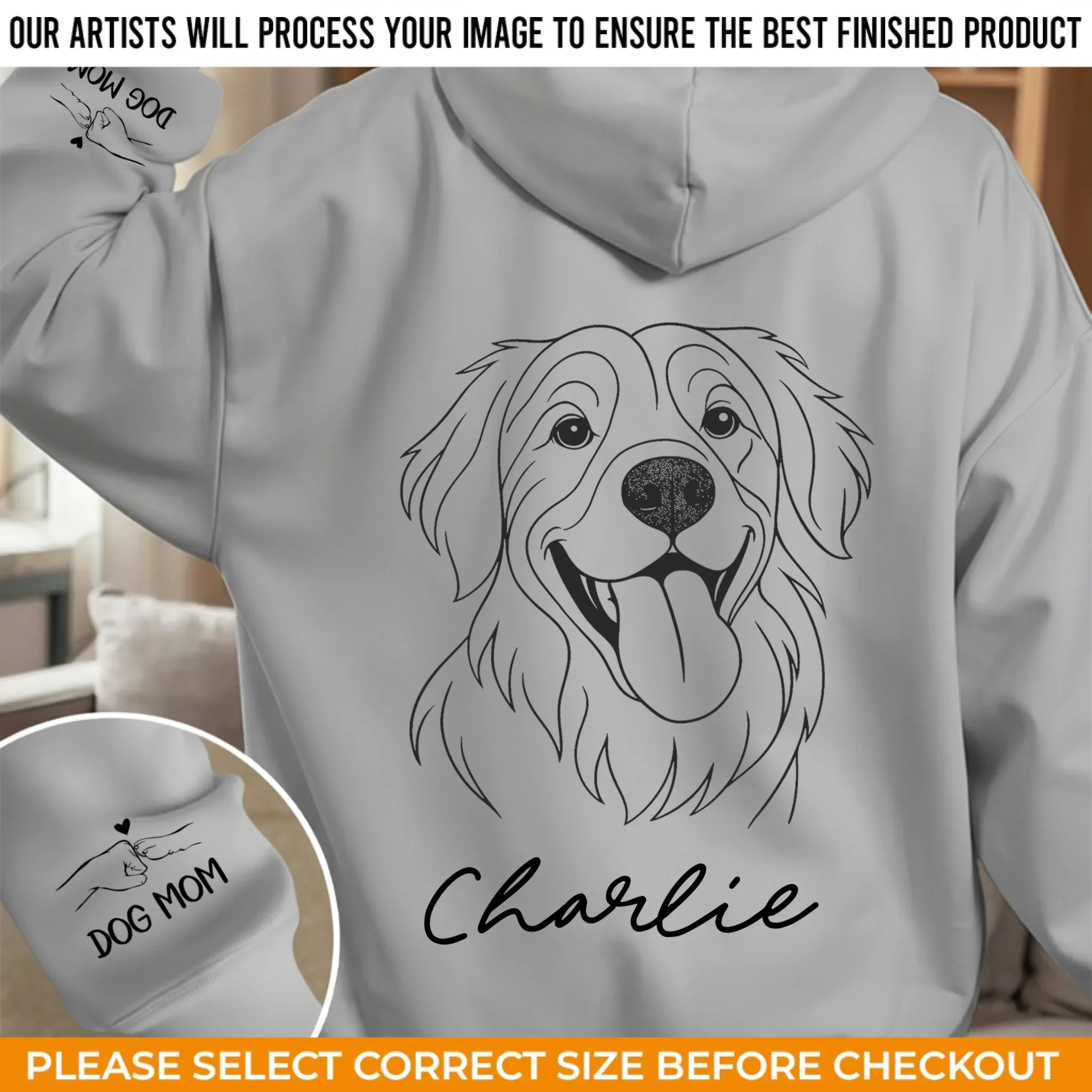 Custom Photo Unisex Sweatshirt, Hoodie With Design On Sleeve - Personalized Birthday Gifts For Dog Lovers, Dog Dad And Mom - Forever My Fur Baby - Image 13