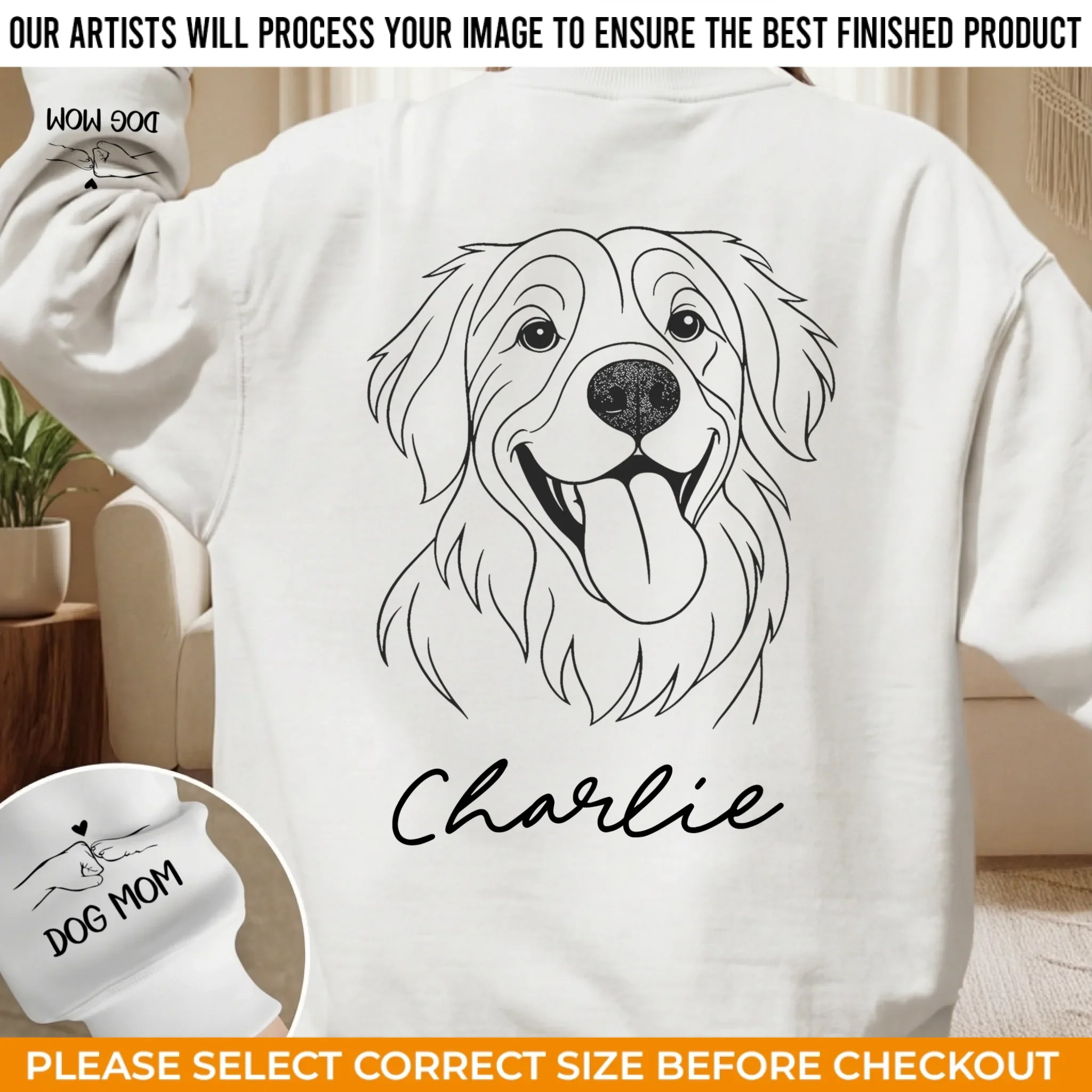 Custom Photo Unisex Sweatshirt, Hoodie With Design On Sleeve - Personalized Birthday Gifts For Dog Lovers, Dog Dad And Mom - Forever My Fur Baby - Image 2