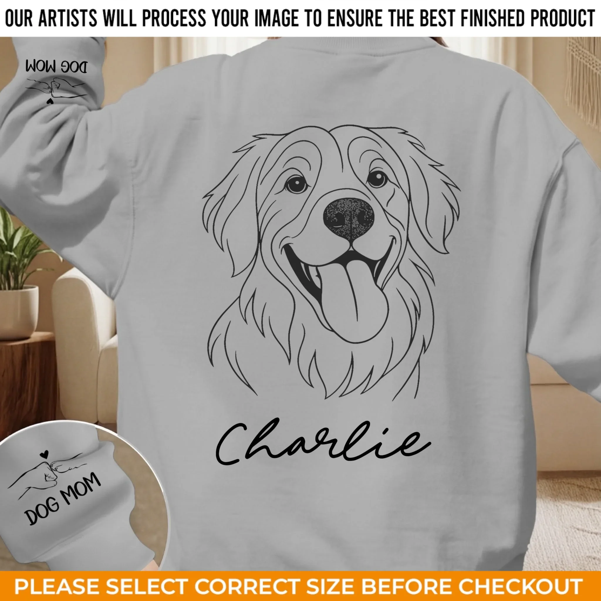 Custom Photo Unisex Sweatshirt, Hoodie With Design On Sleeve - Personalized Birthday Gifts For Dog Lovers, Dog Dad And Mom - Forever My Fur Baby - Image 4