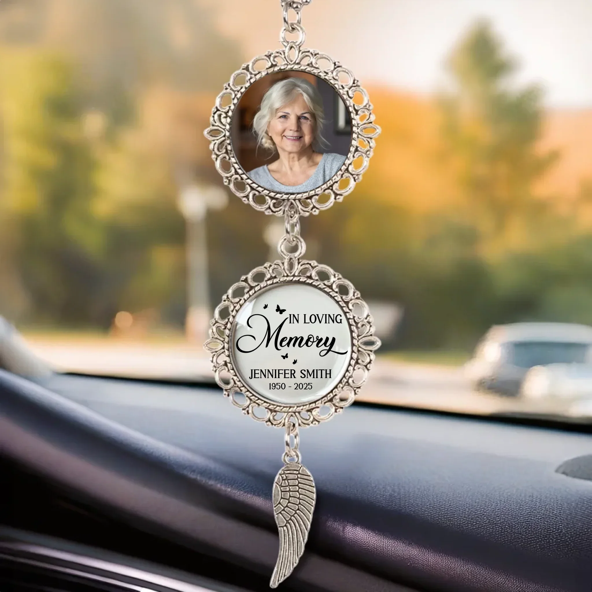 Custom Photo Until Then, I’ll Hold You In My Dreams - Memorial Personalized Custom Metal Car Hanging Ornament With Charm - Sympathy Gift For Family Members - Image 2
