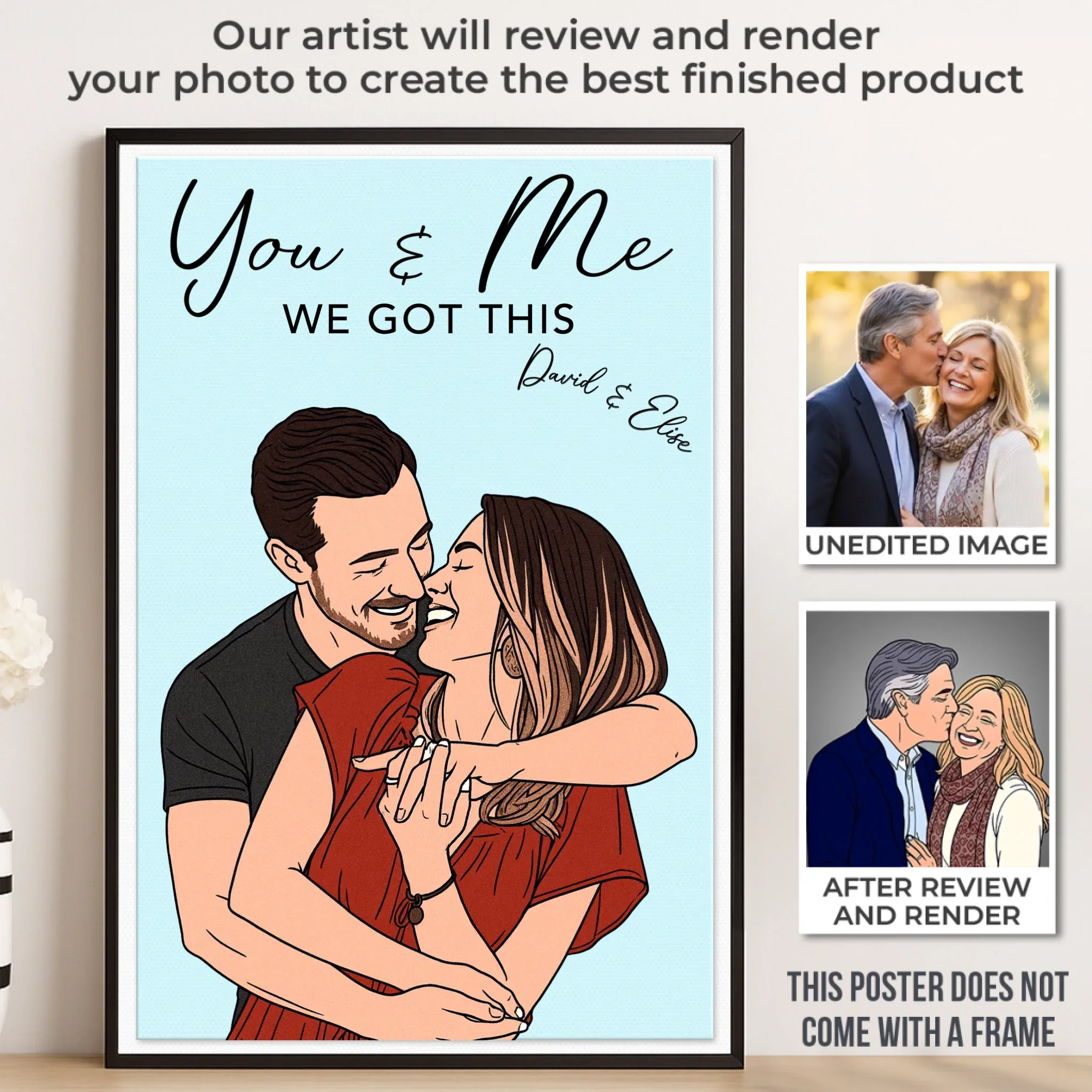 Custom Photo Vertical Poster - Personalized Anniversary Wedding Gifts For Husband And Wife, Him And Her - Together Feels Like Magic - Image 2