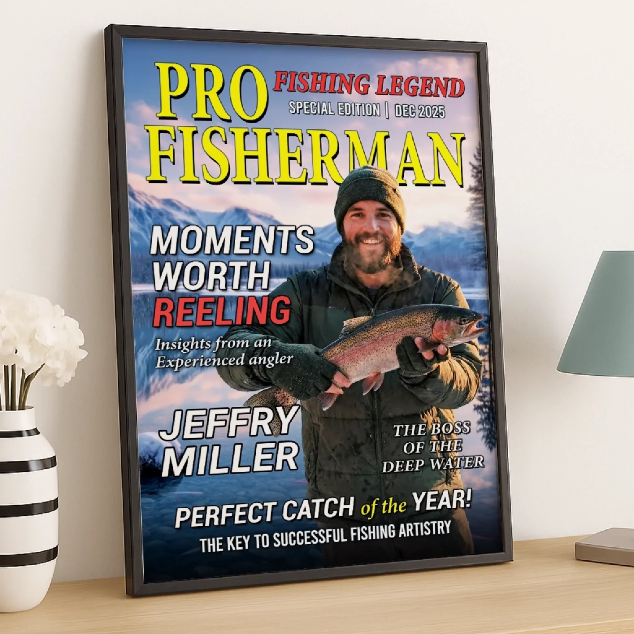 Custom Photo Magazine Vertical Poster - Personalized Christmas Birthday Fishing Gifts For Fisherman - The Legend Reels On - Image 4