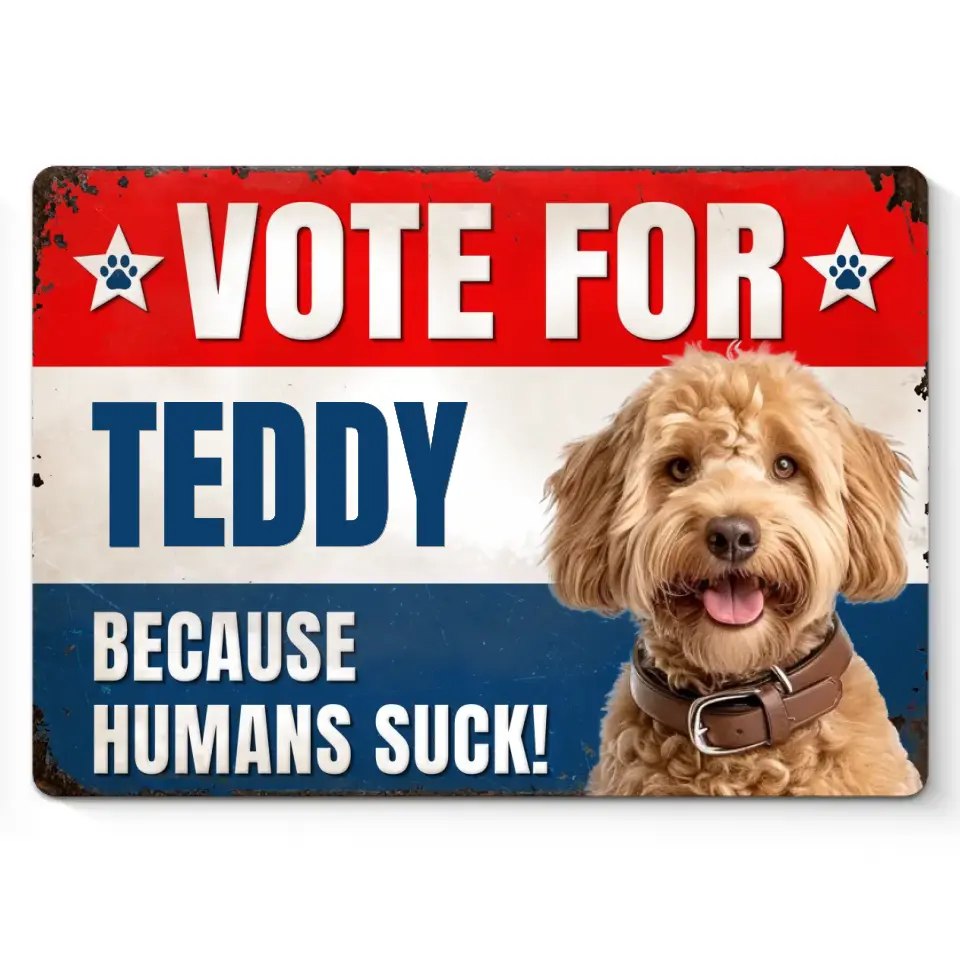Custom Photo Vote For These Paws - Dog & Cat Personalized Custom Home Decor Metal Sign - House Warming Gift For Pet Owners, Pet Lovers - Image 2