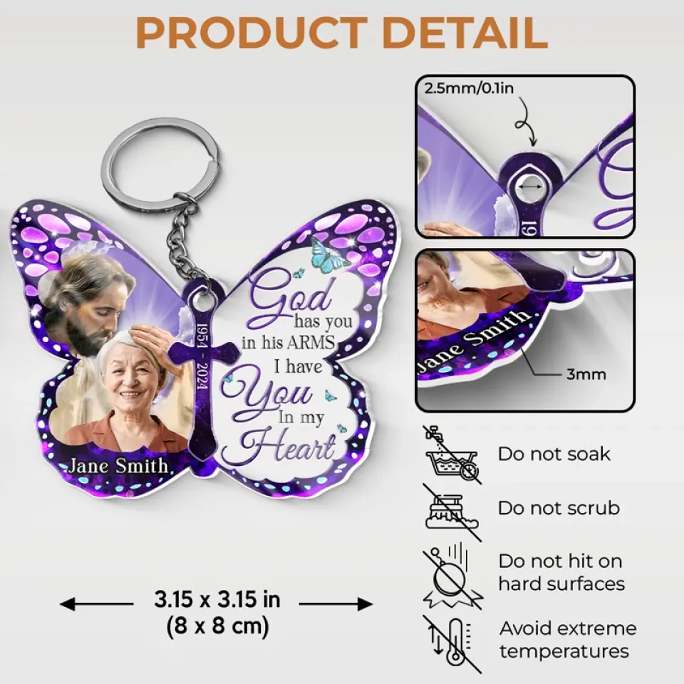 Custom Photo We Miss You And love You Always - Memorial Personalized Custom Shaped Acrylic Keychain - Sympathy Gift For Family Members - Image 5
