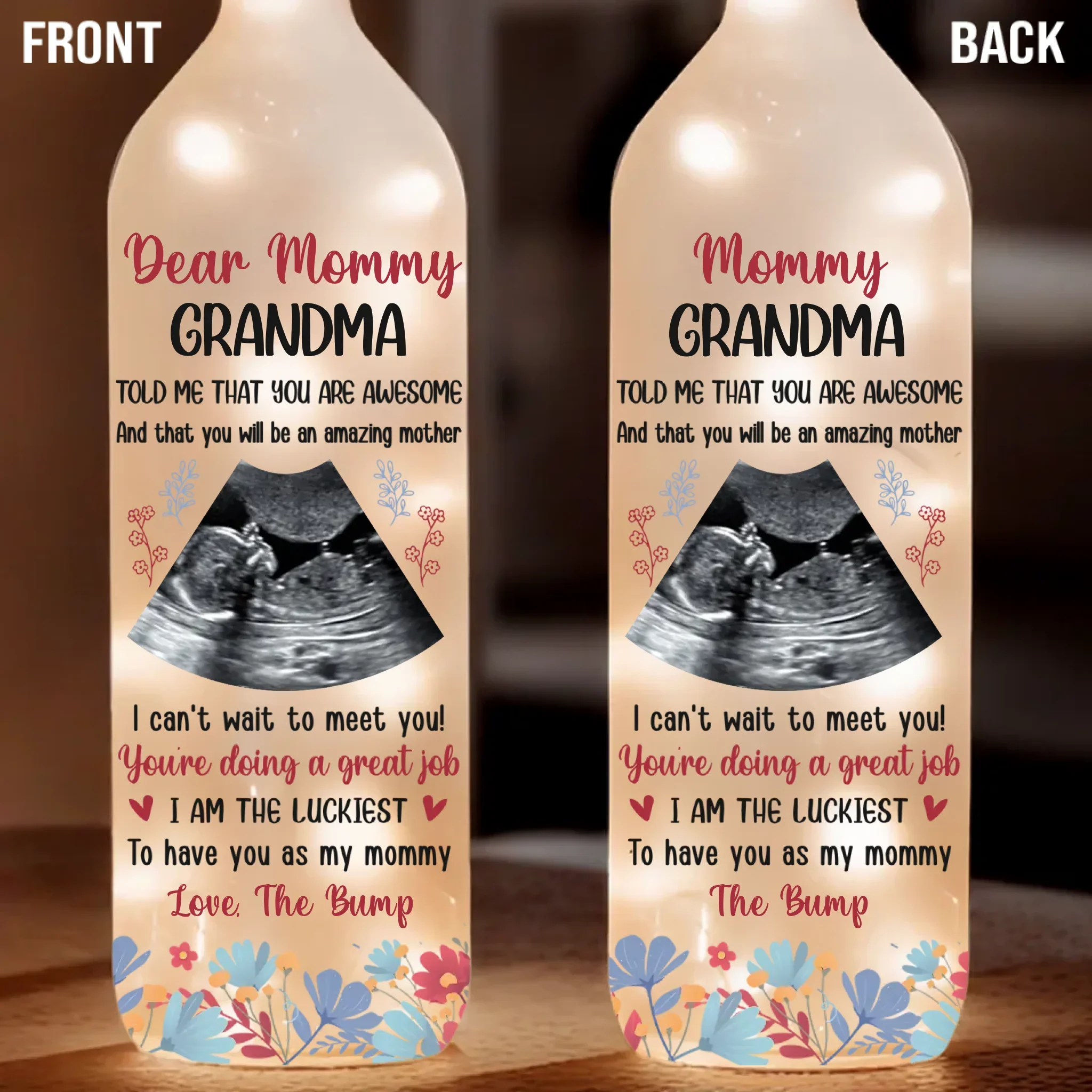 Custom Photo Welcome To The World, Little One - Family Personalized Custom Bottle Lamp - Baby Shower Gift, Gift For First Mom - Image 2