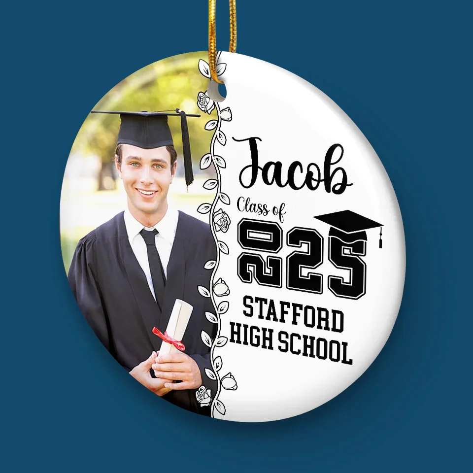Custom Photo Wherever You Go, Go With All Your Heart - Family Personalized Custom Ornament - Ceramic Round Shaped - Christmas Gift, Graduation Gift For Family Members, Siblings, Brothers, Sisters - Image 5