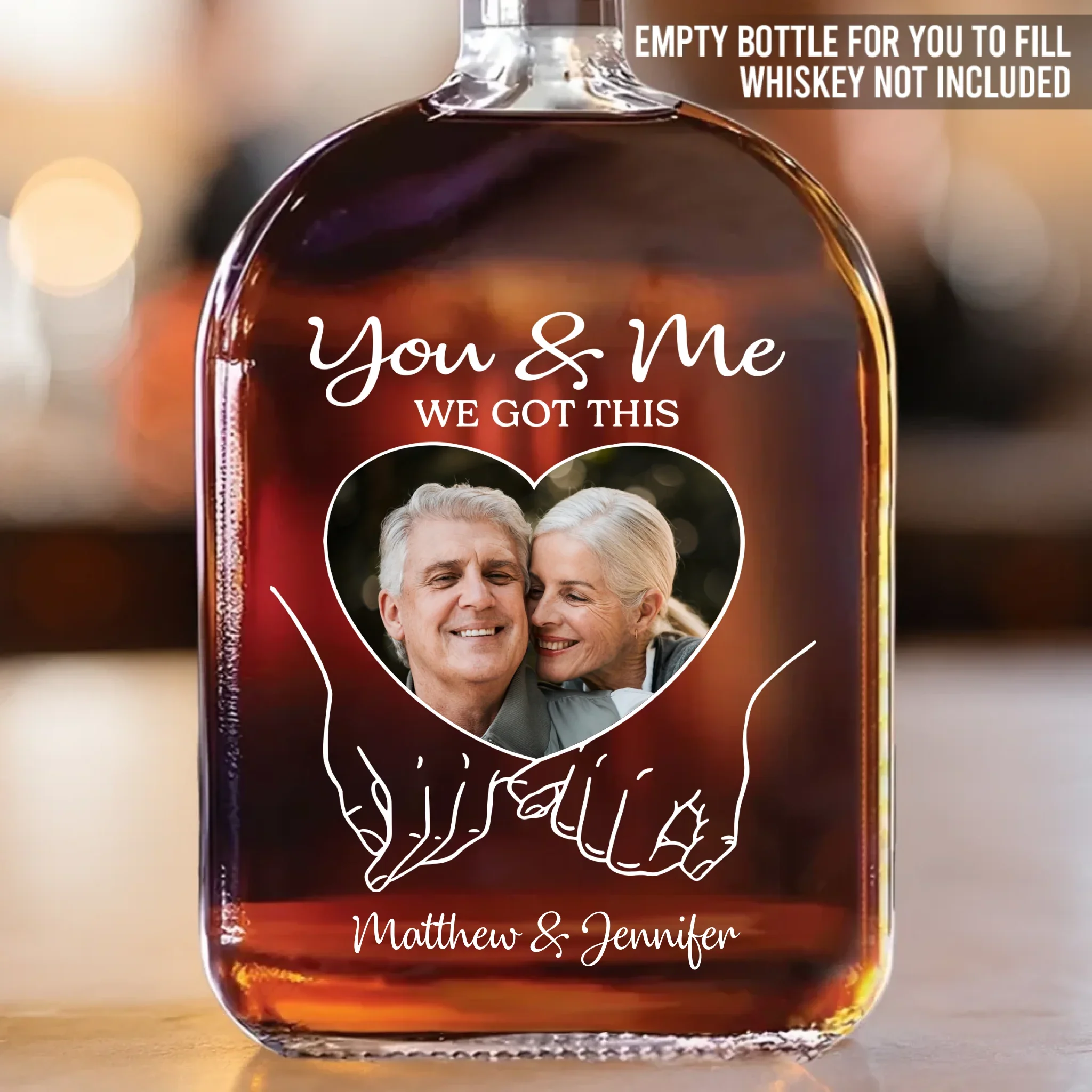 Custom Photo Whiskey Bottle - Personalized Anniversary Wedding Gifts For Husband And Wife, Him And Her - Still Stuck With You - Image 2