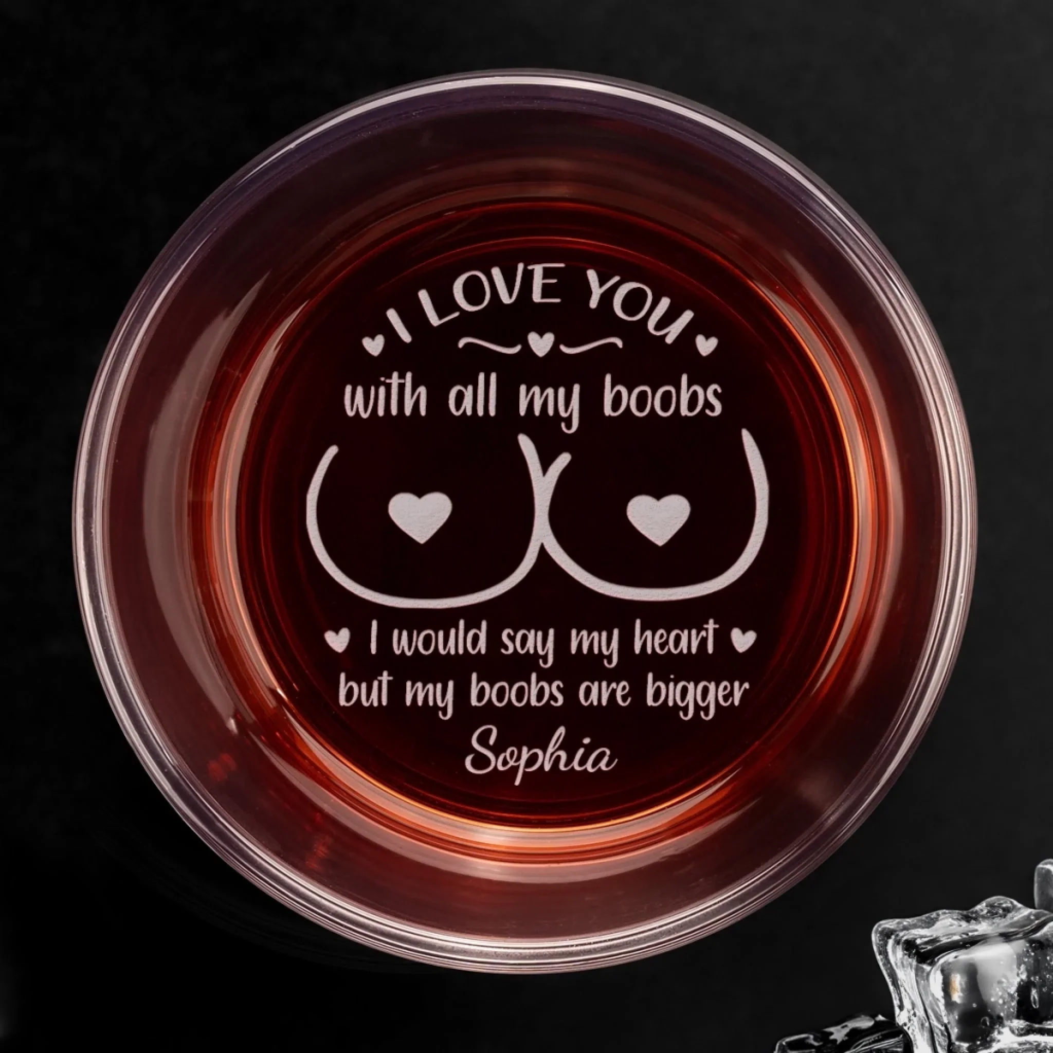 Custom Photo Whiskey Glass With Bottom And Side Engraving - Personalized Anniversary Wedding Gifts For Husband And Wife, Him And Her - Let’s Grow Old And Weird Together - Image 4