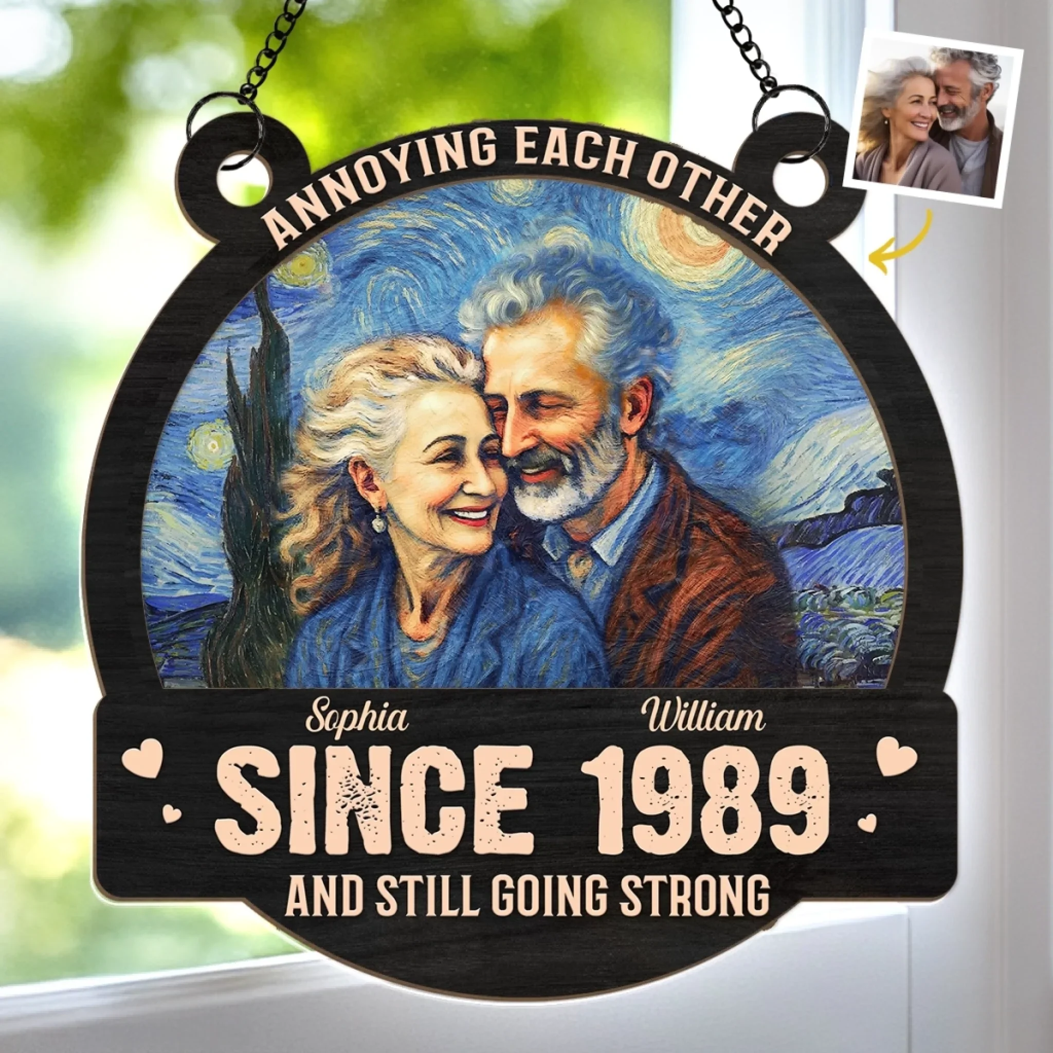 Custom Photo Window Hanging Suncatcher Ornament - Personalized Anniversary Wedding Gifts For Husband And Wife, Him And Her - Every Minute With You Is Priceless