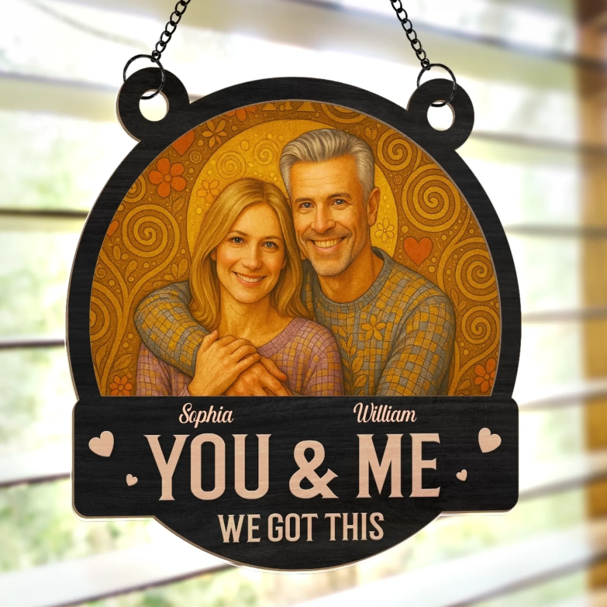 Custom Photo Window Hanging Suncatcher Ornament - Personalized Anniversary Wedding Gifts For Husband And Wife, Him And Her - You Are My Home - Image 4