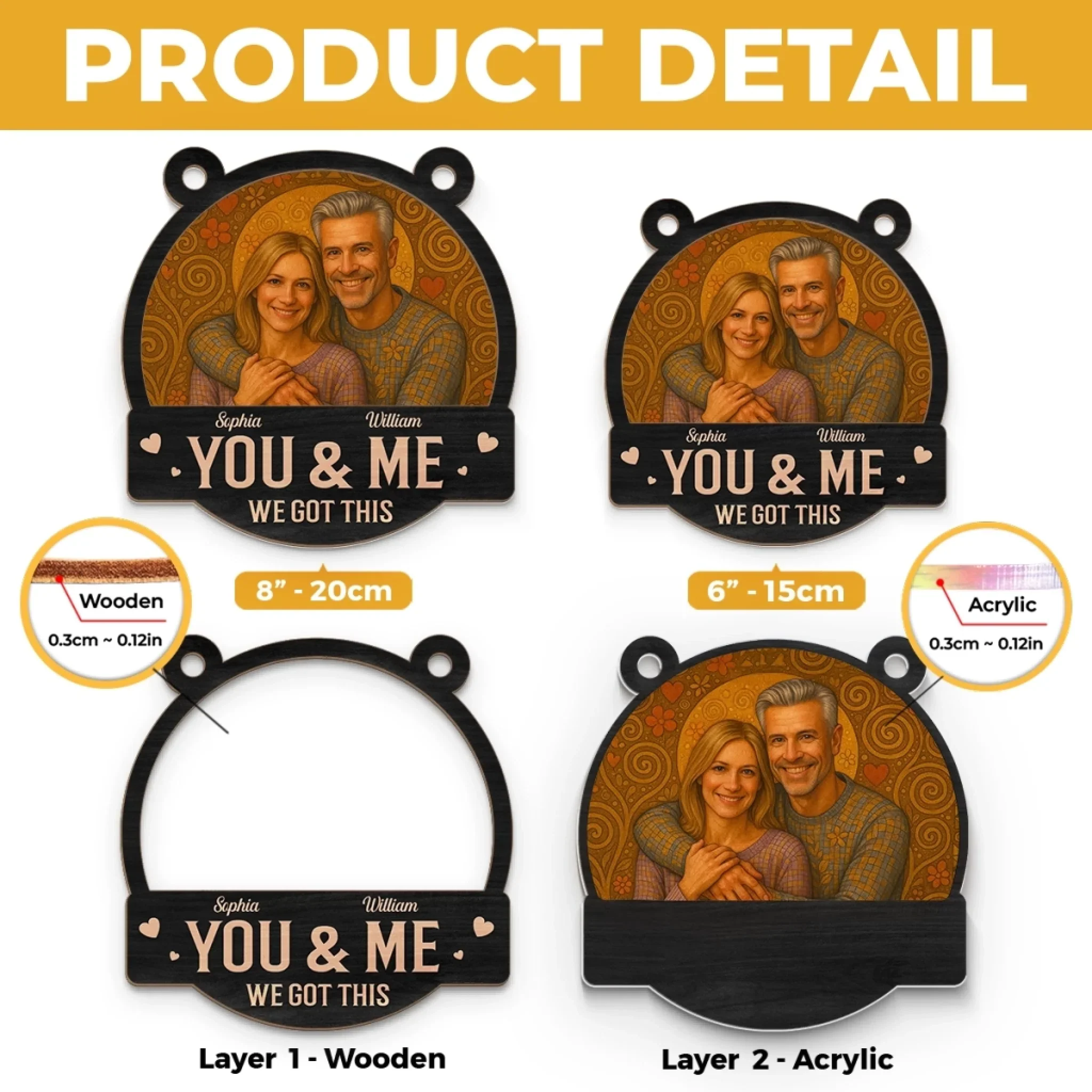Custom Photo Window Hanging Suncatcher Ornament - Personalized Anniversary Wedding Gifts For Husband And Wife, Him And Her - You Are My Home - Image 5