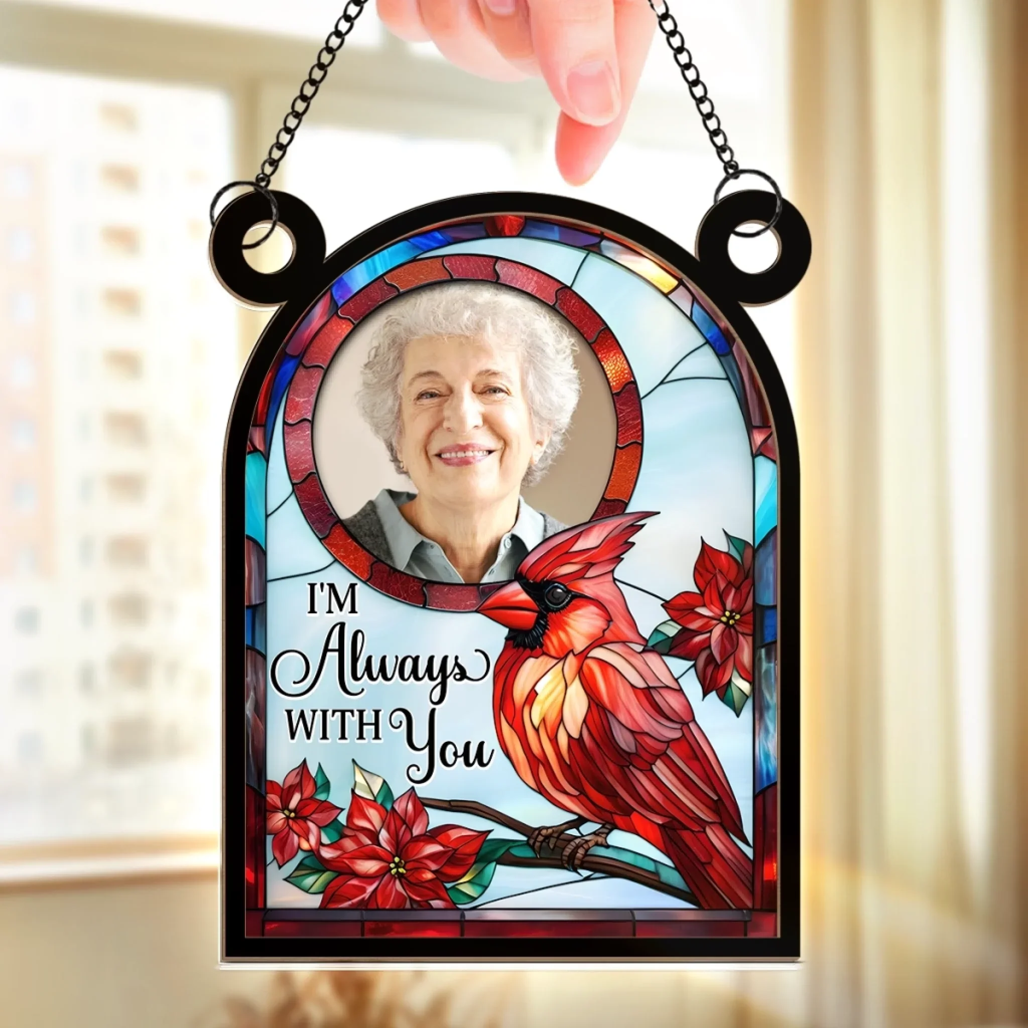 Custom Photo Window Hanging Suncatcher Ornament - Personalized Memorial Sympathy Gifts For Loss Of Mom, Dad - Memories Of Love Live On - Image 3