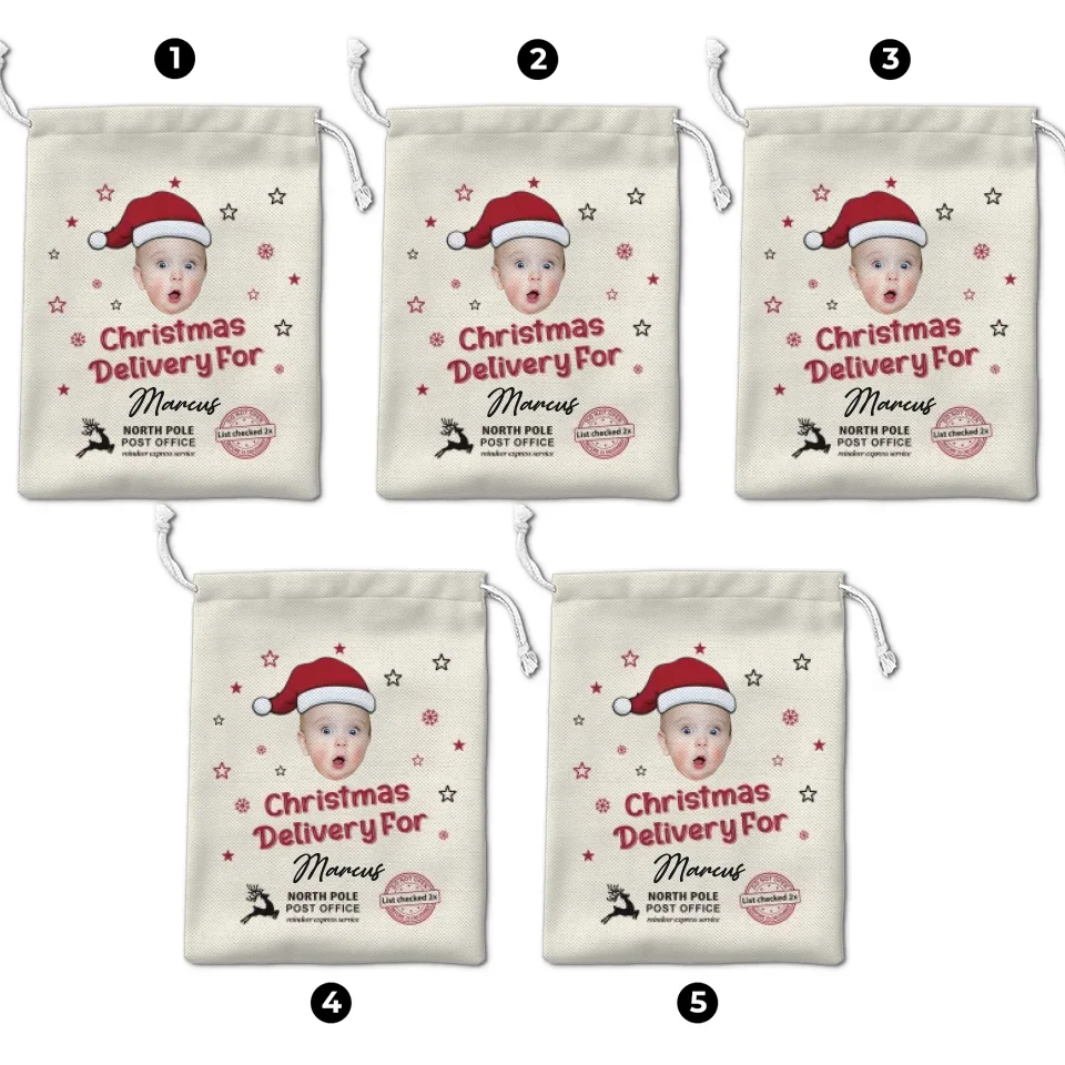 Custom Photo Wishing You A Holly, Jolly First Christmas - Family Personalized Custom Christmas Favor Bag - Christmas Gift For Baby Kids, Newborn Baby, First Christmas - Image 6