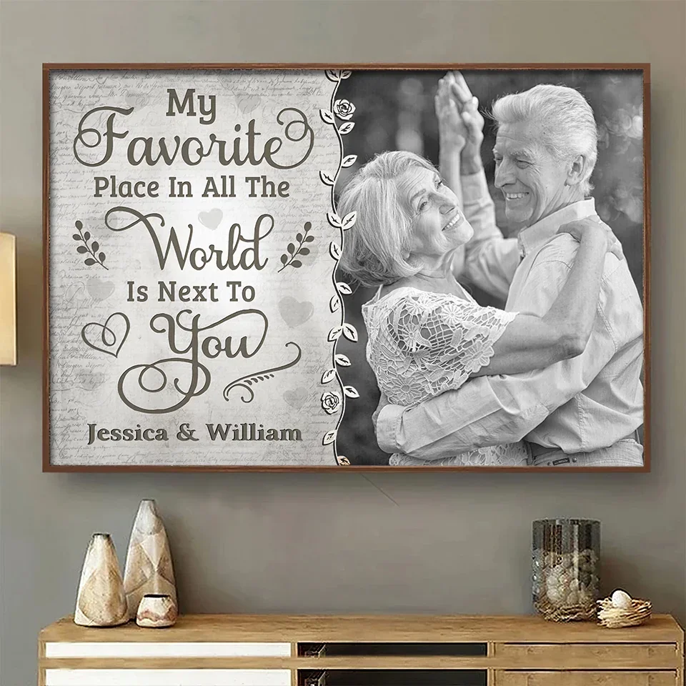 Custom Photo With You, Love Feels Like Home - Couple Personalized Custom Horizontal Poster - Gift For Husband Wife, Anniversary - Image 3